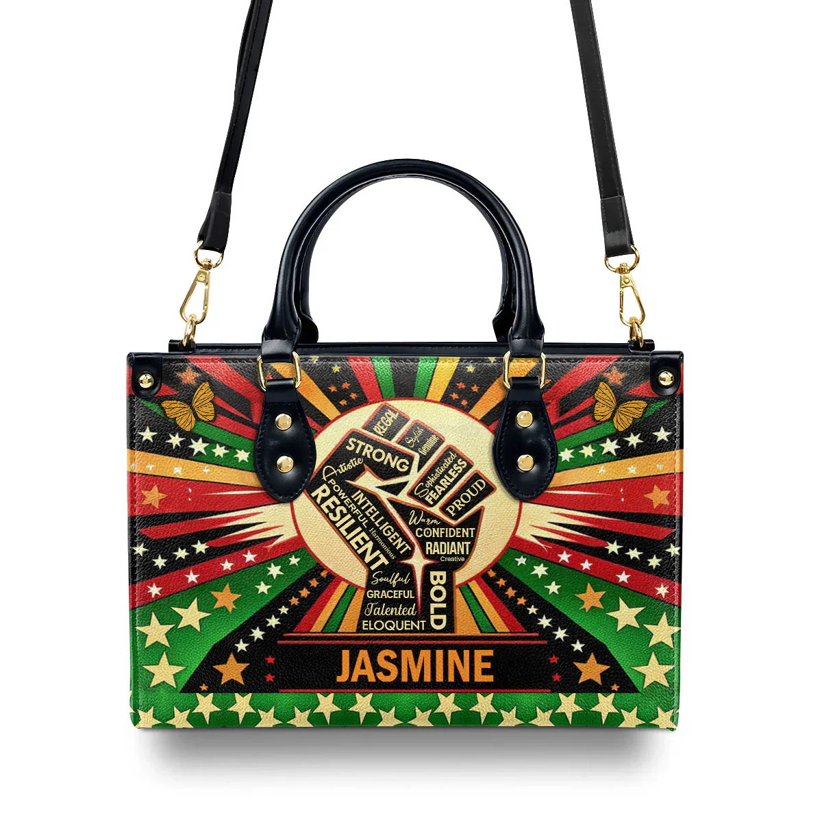 Empowerment Juneteenth Spirit Quote Tote - Personalized Leather Handbag - Gift For Black Women | HD95 - Image 3