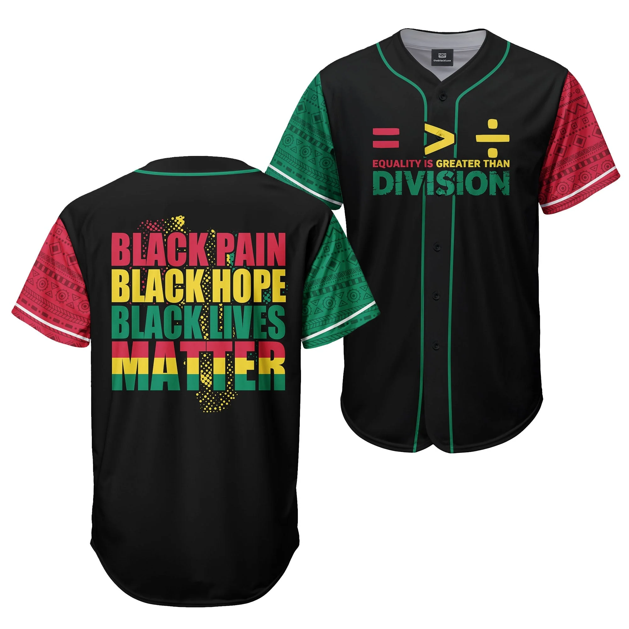 Equality Is Greater Than Division - African American Baseball Jersey - Gift for Black Dad, Grandpa, Husband