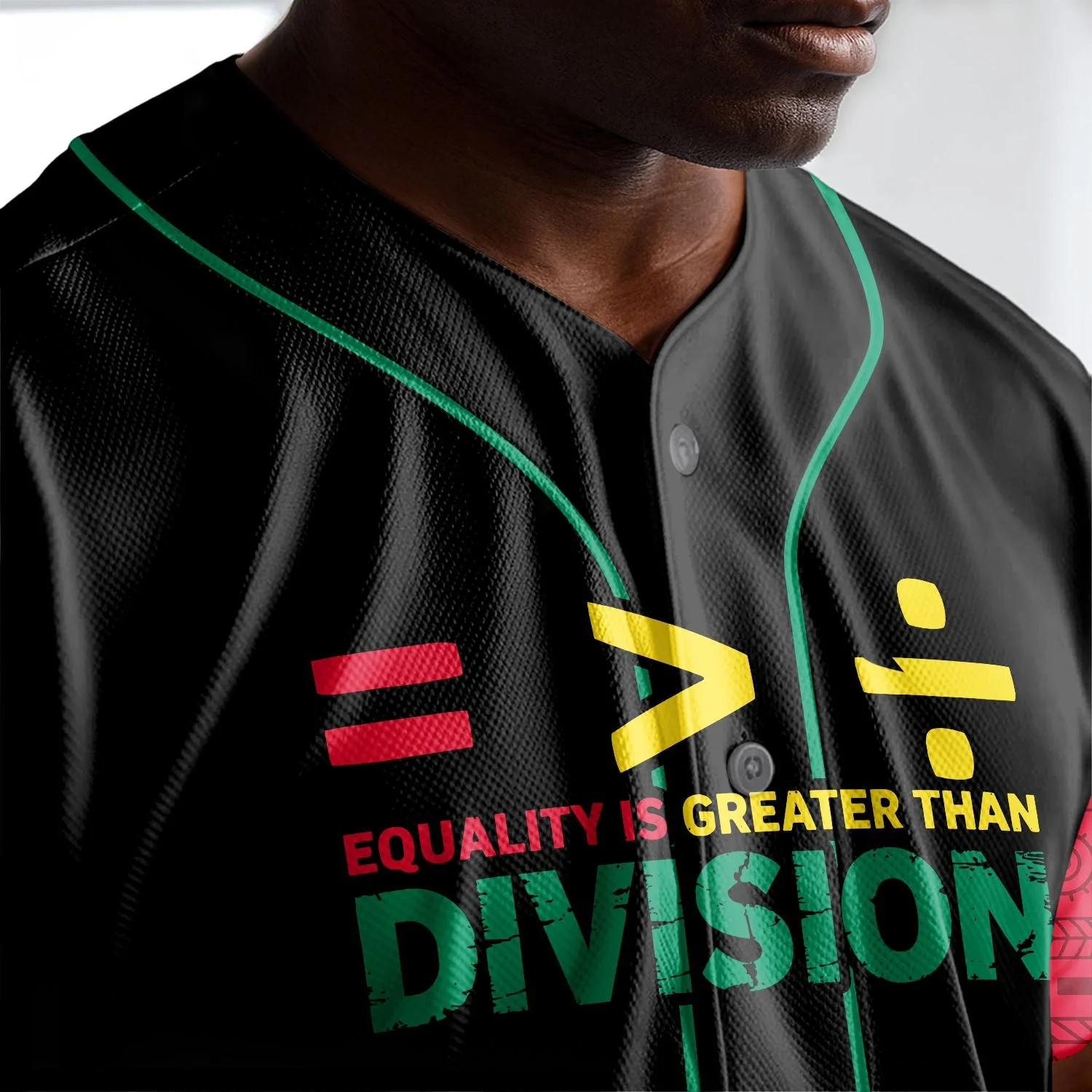 Equality Is Greater Than Division - African American Baseball Jersey - Gift for Black Dad, Grandpa, Husband - Image 5
