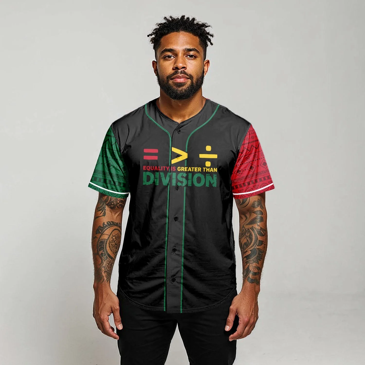Equality Is Greater Than Division - African American Baseball Jersey - Gift for Black Dad, Grandpa, Husband - Image 7