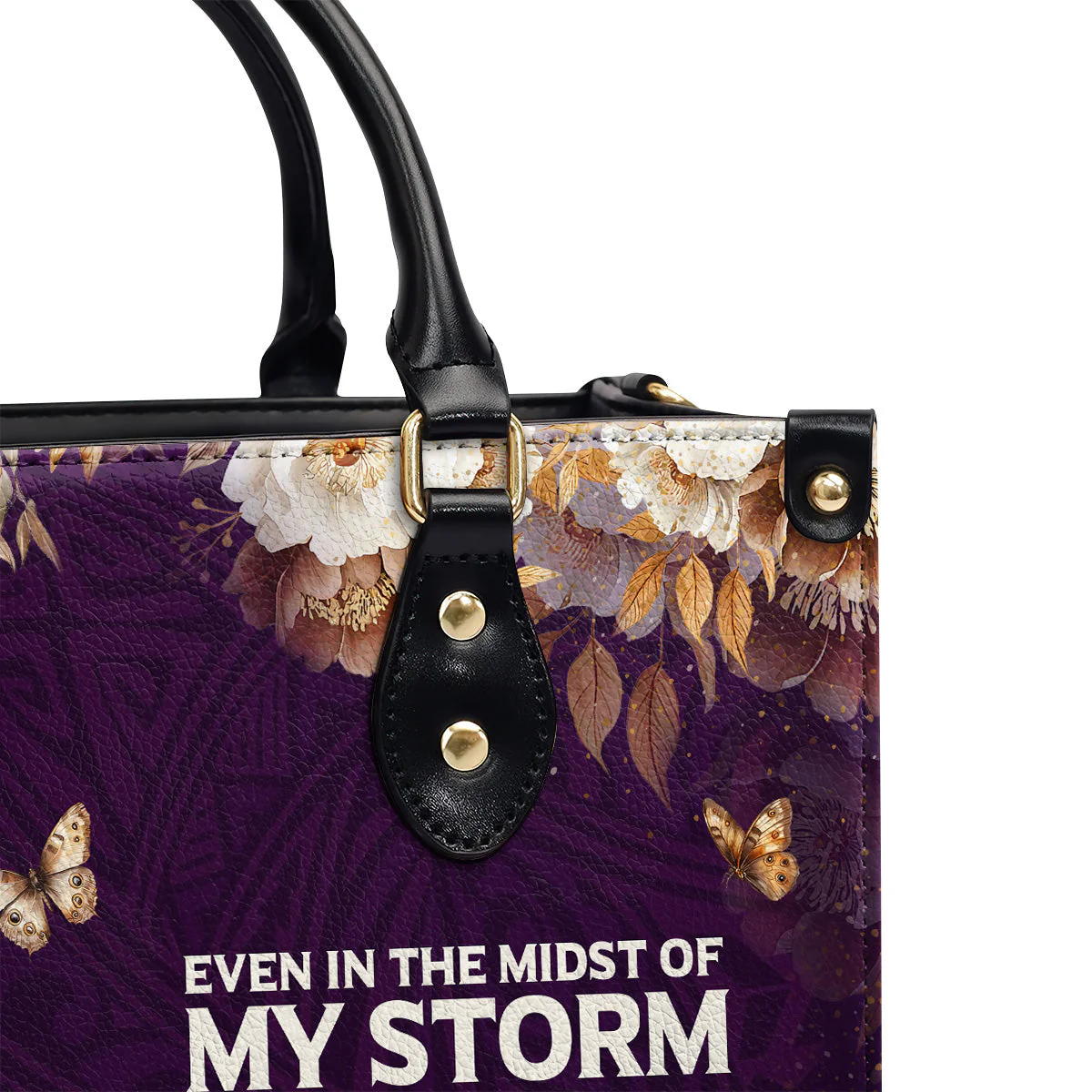 Even In My Storm God Working It Out - Custom Afrocentric Purple Leather Handbag - Religious Gift For Her HD95 - Image 5