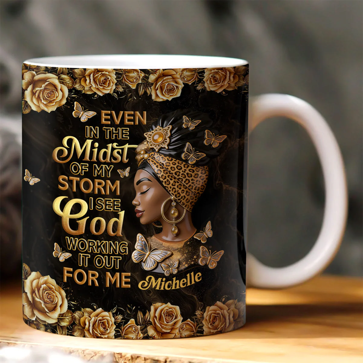 Even In The Midst Of My Storm I See God Working It Out For Me -Personalized White Edge-to-Edge Mug - Christian Gift For African Mom, Grandma BA01 - Image 2