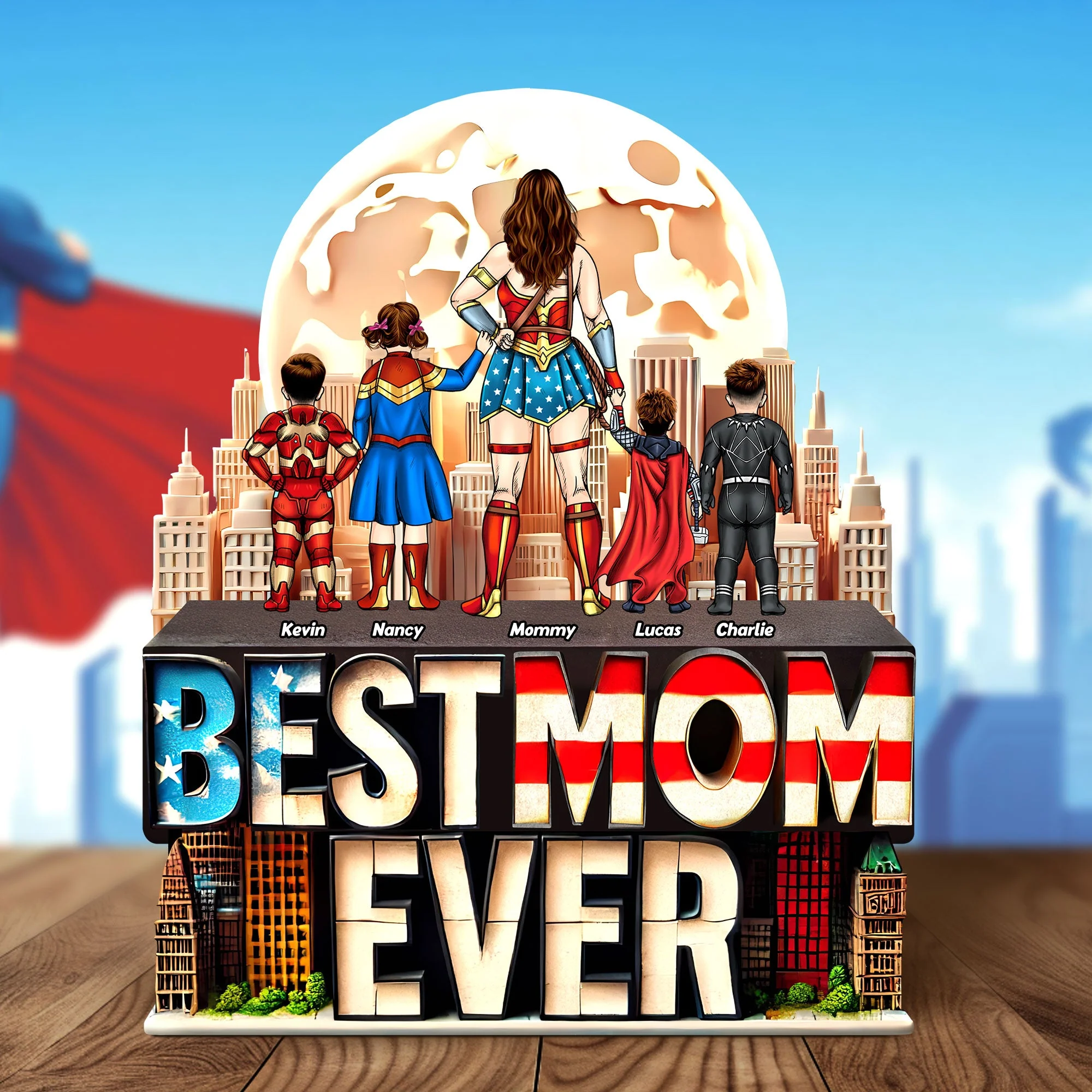 Every Family Needs a Super Mom - Personalized Shaped Acrylic Plaque - Gift For Mom, Grandma | CL02 HN02