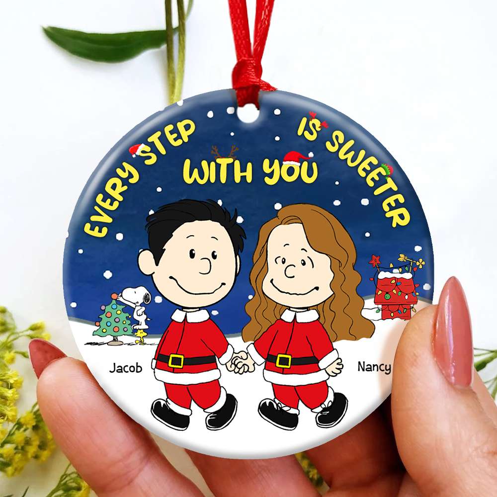 Peanut Every Step Is Sweeter With You - Gift For Couples - Personalized Ceramic Ornament - CL43 - Image 3
