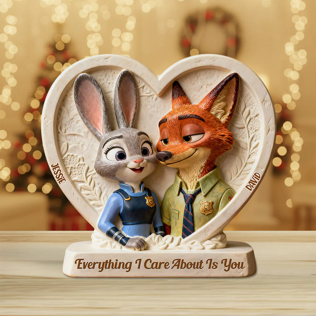 Everything I Care About Is You (Ver 2) - Personalized Fox Custom Shape Acrylic Plaque - Gift For Couples NL122 - Image 3