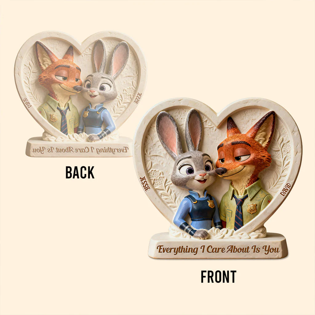 Everything I Care About Is You (Ver 2) - Personalized Fox Custom Shape Acrylic Plaque - Gift For Couples NL122 - Image 4