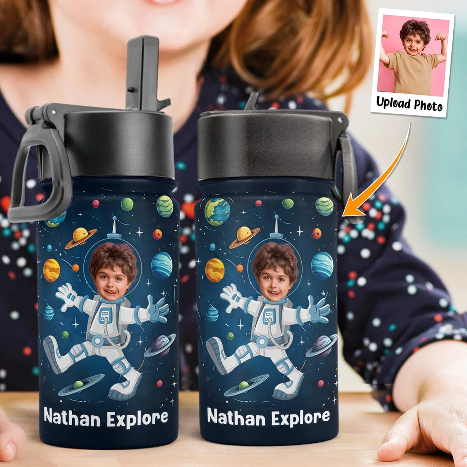 Explore Space As Astronaut - Personalized Kid Water Bottle - Gift For Kids TD118