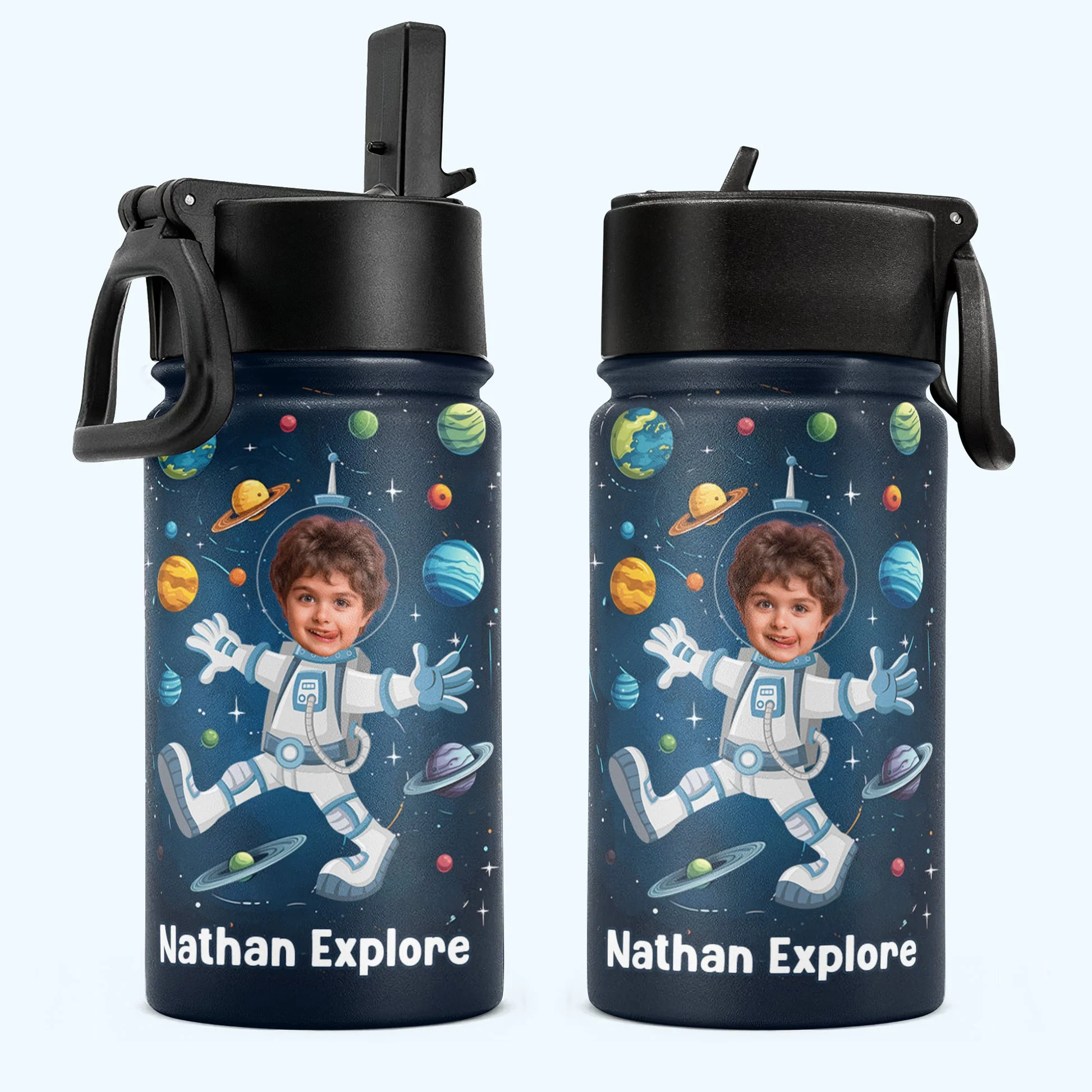 Explore Space As Astronaut - Personalized Kid Water Bottle - Gift For Kids TD118 - Image 2