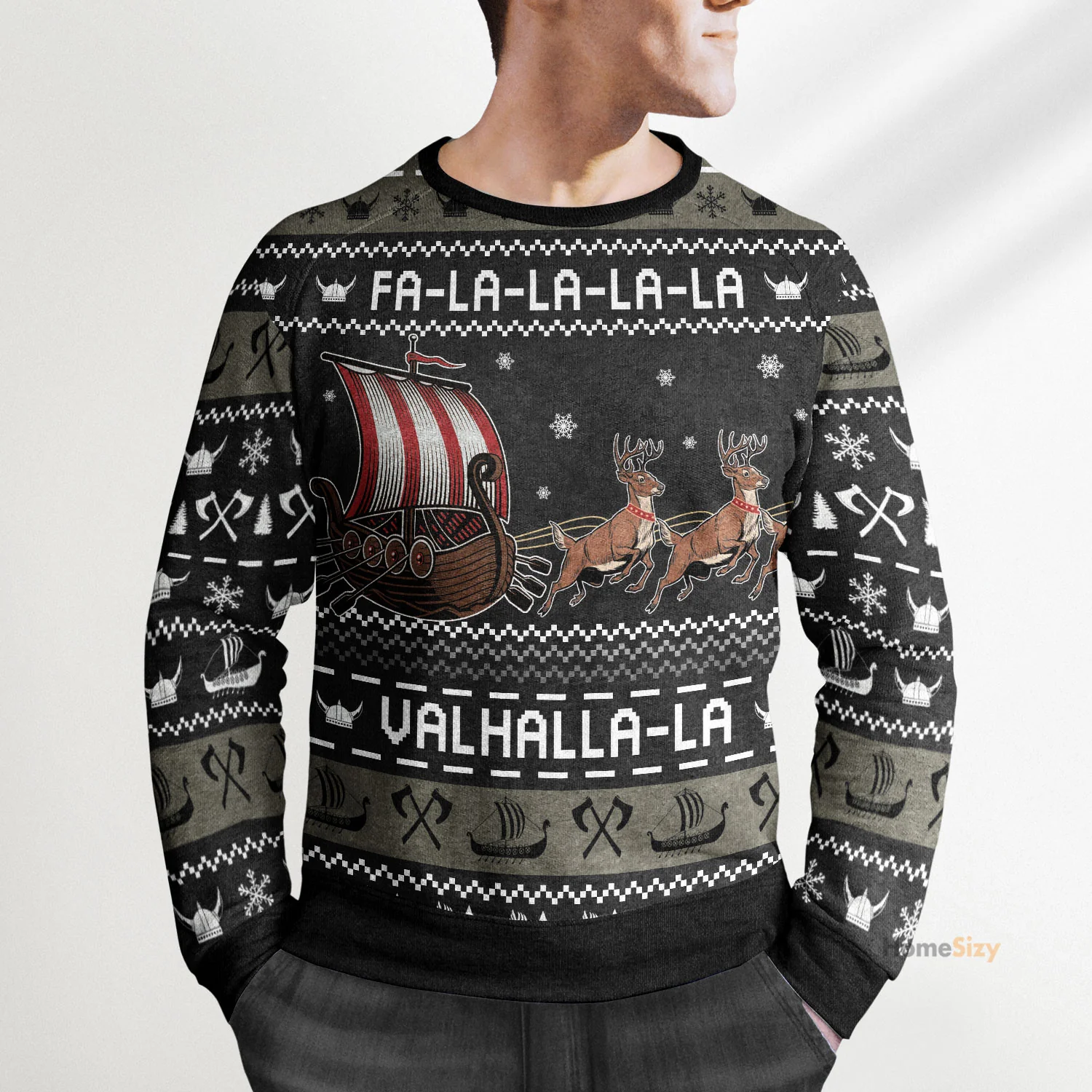 Fa-la-la-valhalla Viking - Funny Ugly Christmas Sweater - Image 4