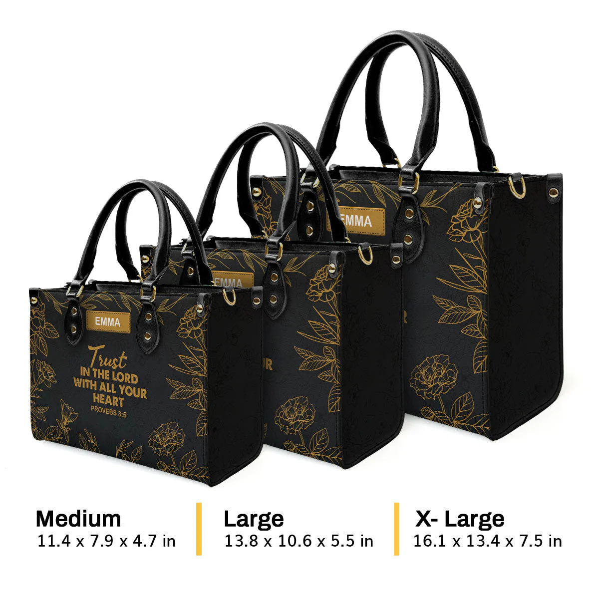 Faith Flower Trust In The Lord - Thoughtful Gift For Christians - Personalized Leather Handbag With Handle - AT4080740 - Image 2