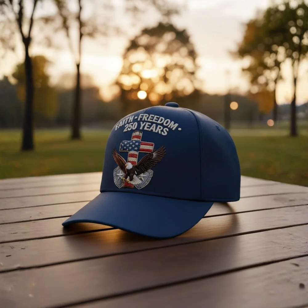 Faith Freedom 250 Years - Embroidered Cap - Gift For Patriotic HN02 - Image 3