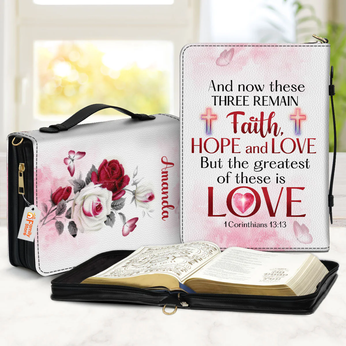 Faith, Hope And Love Corinthians 13:13 - Thoughtful Gift For Christians - Personalized Bible Covers - AT4080846 - Image 2