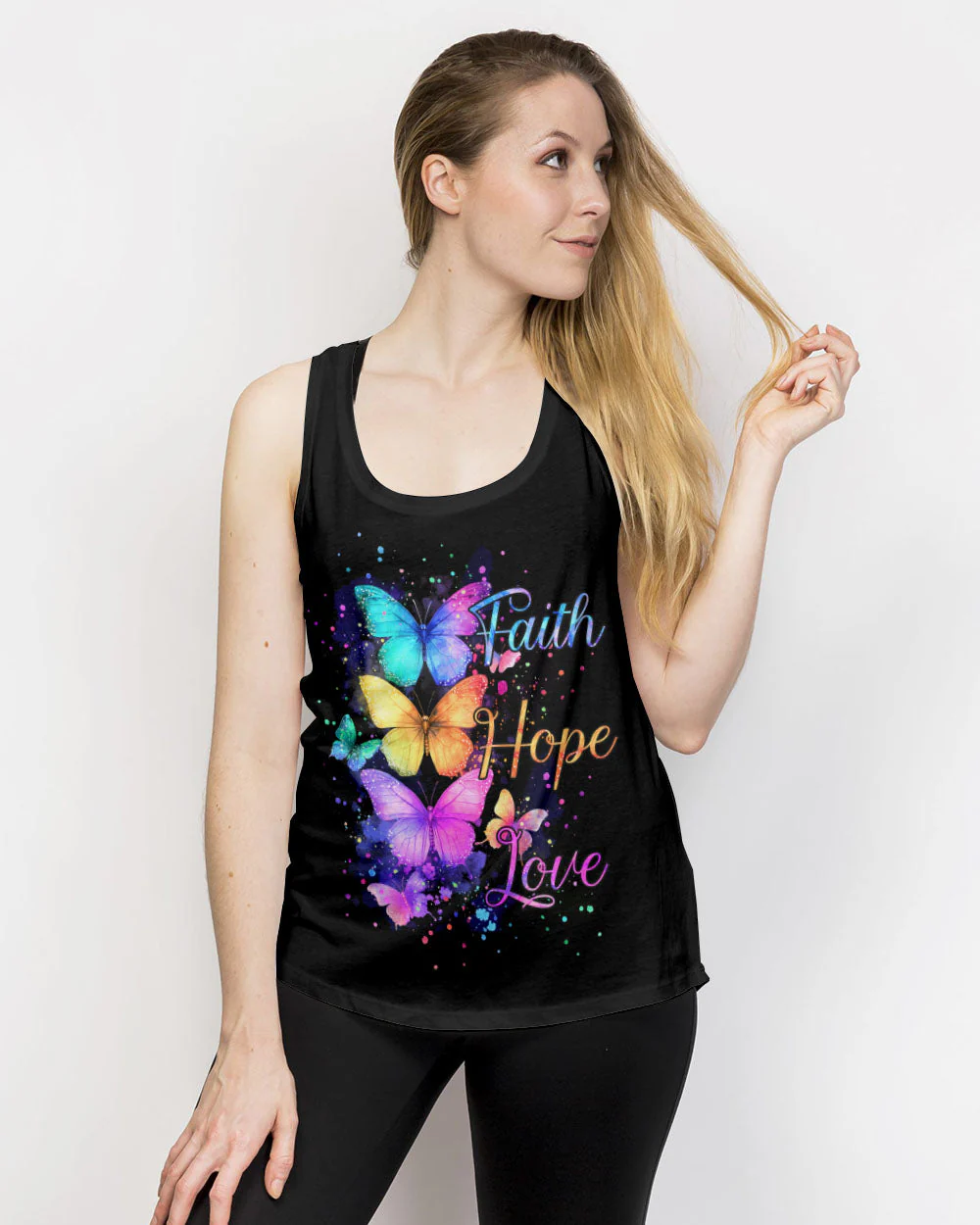 Faith Hope Love Butterflies Women's All Over Print Shirt - 2201251 - Image 13