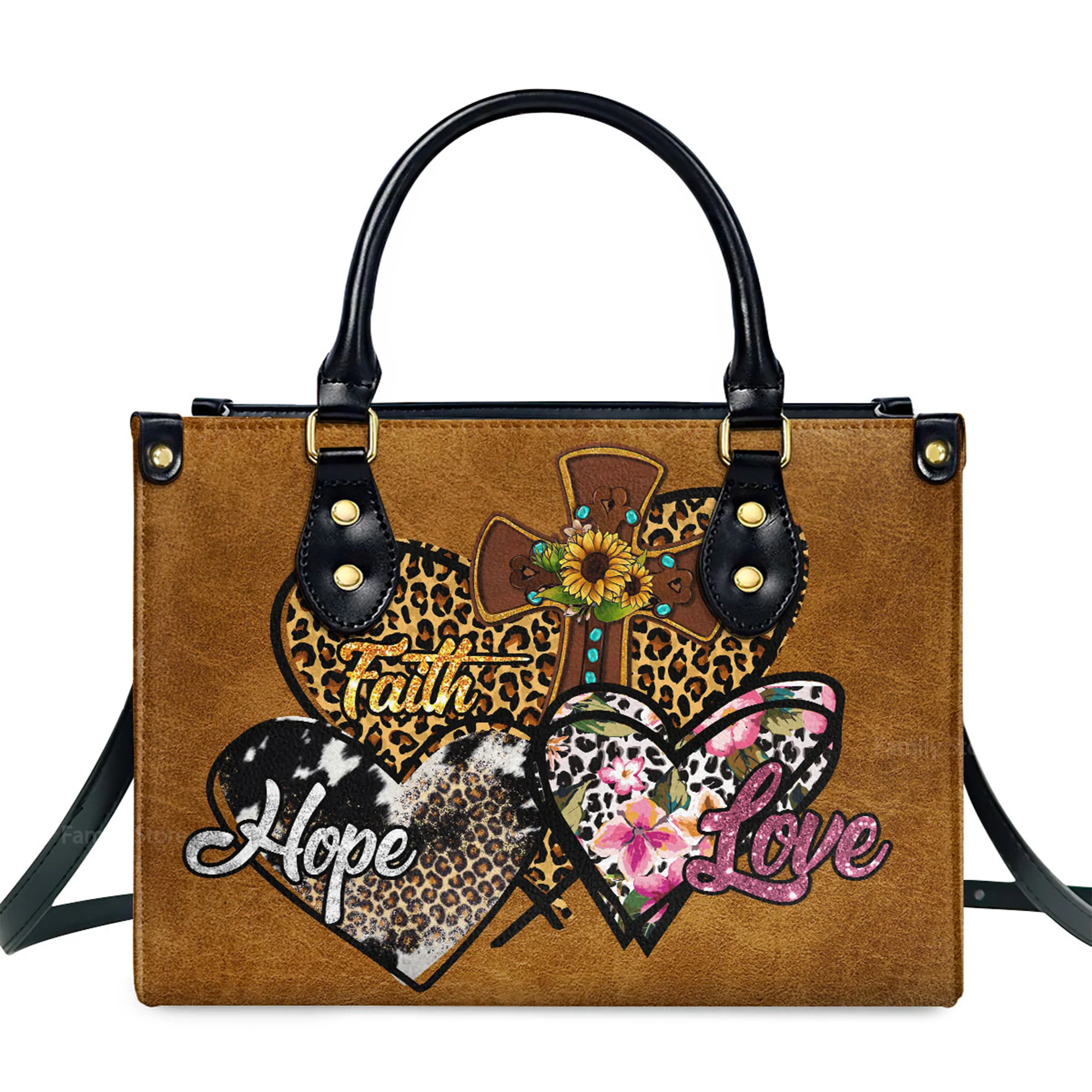 Faith Hope Love - Thoughtful Gift For Christians - Personalized Leather Handbag With Handle - AT4080962 - Image 2