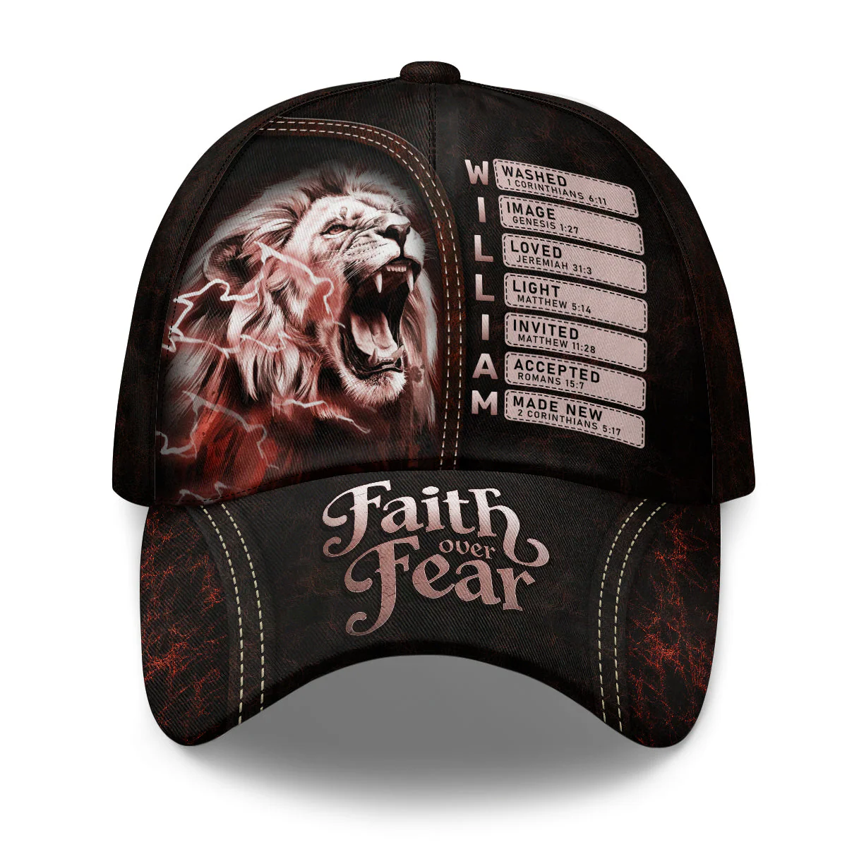 Faith Over Fear Lion - Personalized Classic Cap - Gift For Dad, Husband, Grandpa | HN02