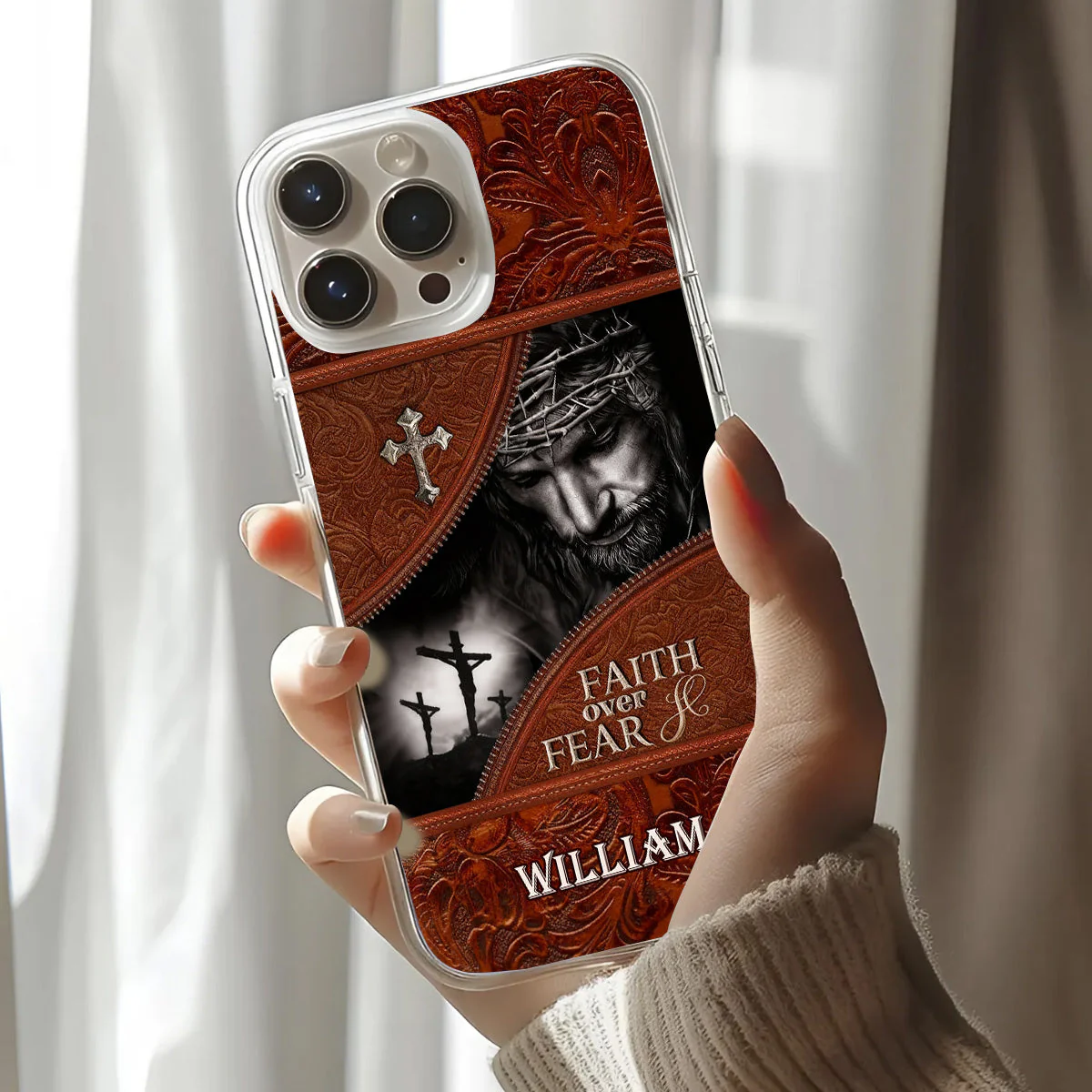 Faith Over Fear - Personalized Phone Case - Christian Gift BA01 - Image 3