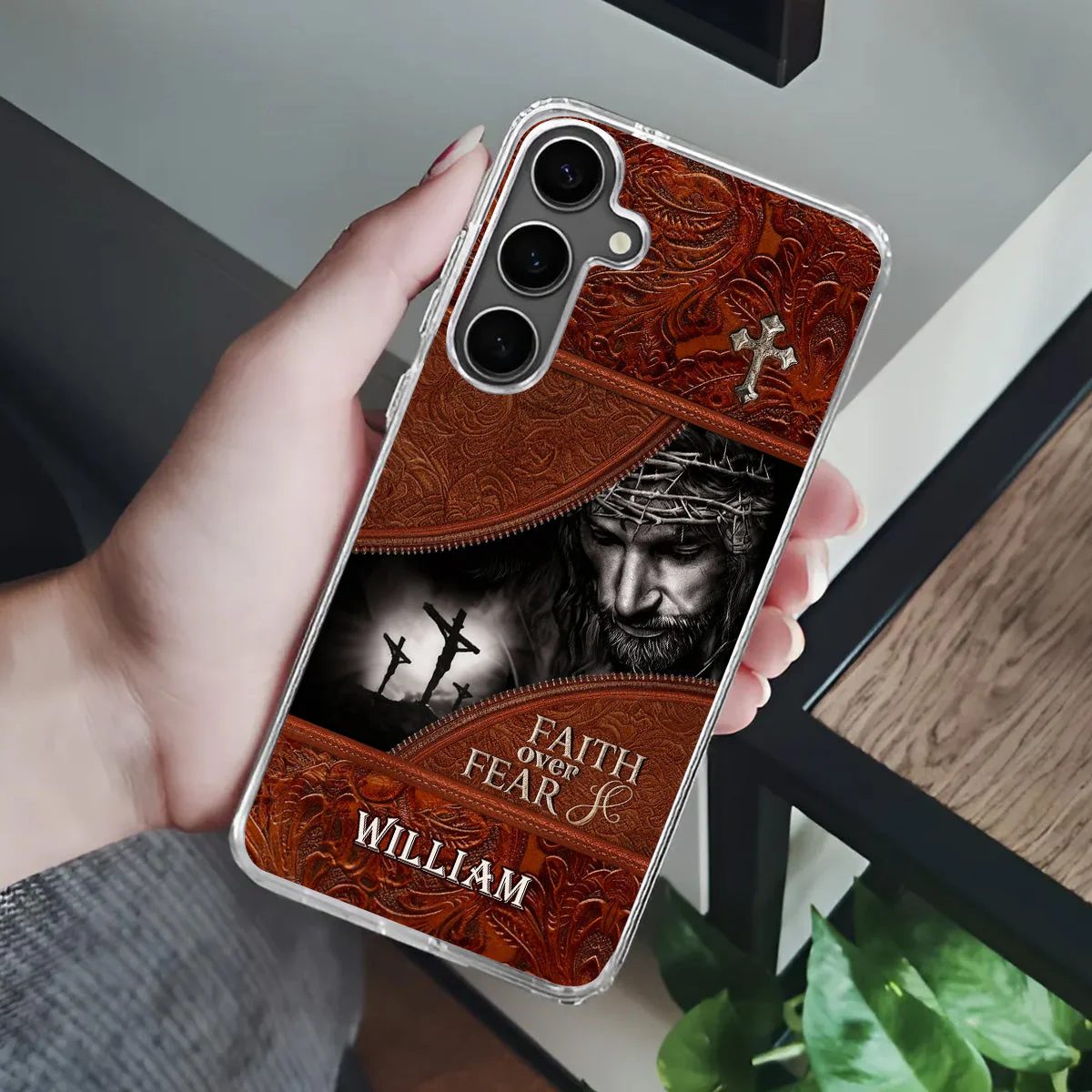 Faith Over Fear - Personalized Phone Case - Christian Gift BA01 - Image 4