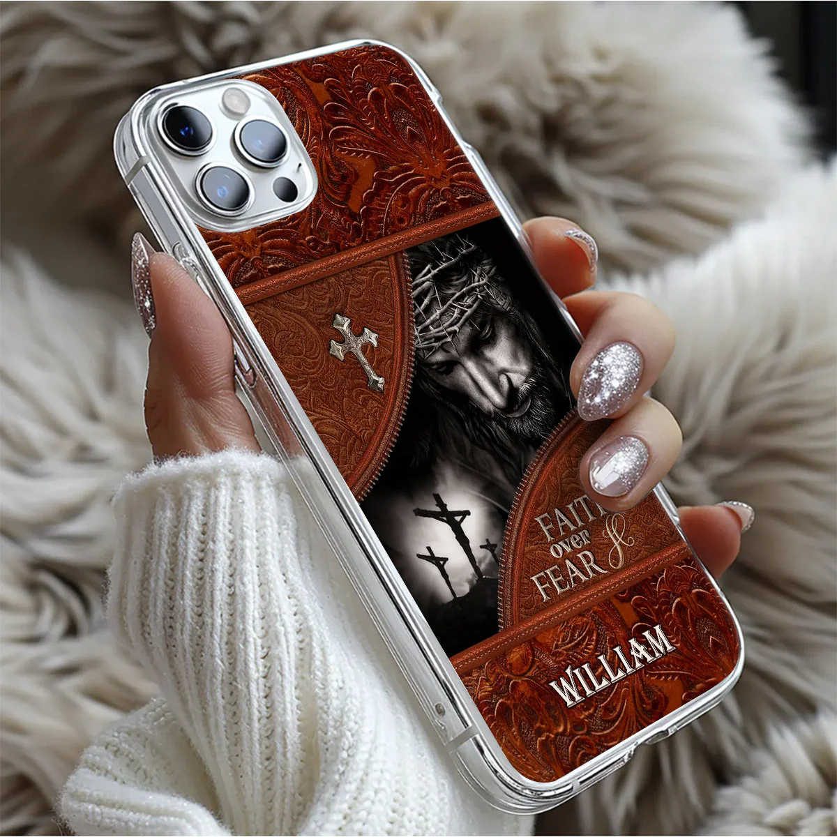 Faith Over Fear - Personalized Phone Case - Christian Gift BA01 - Image 5