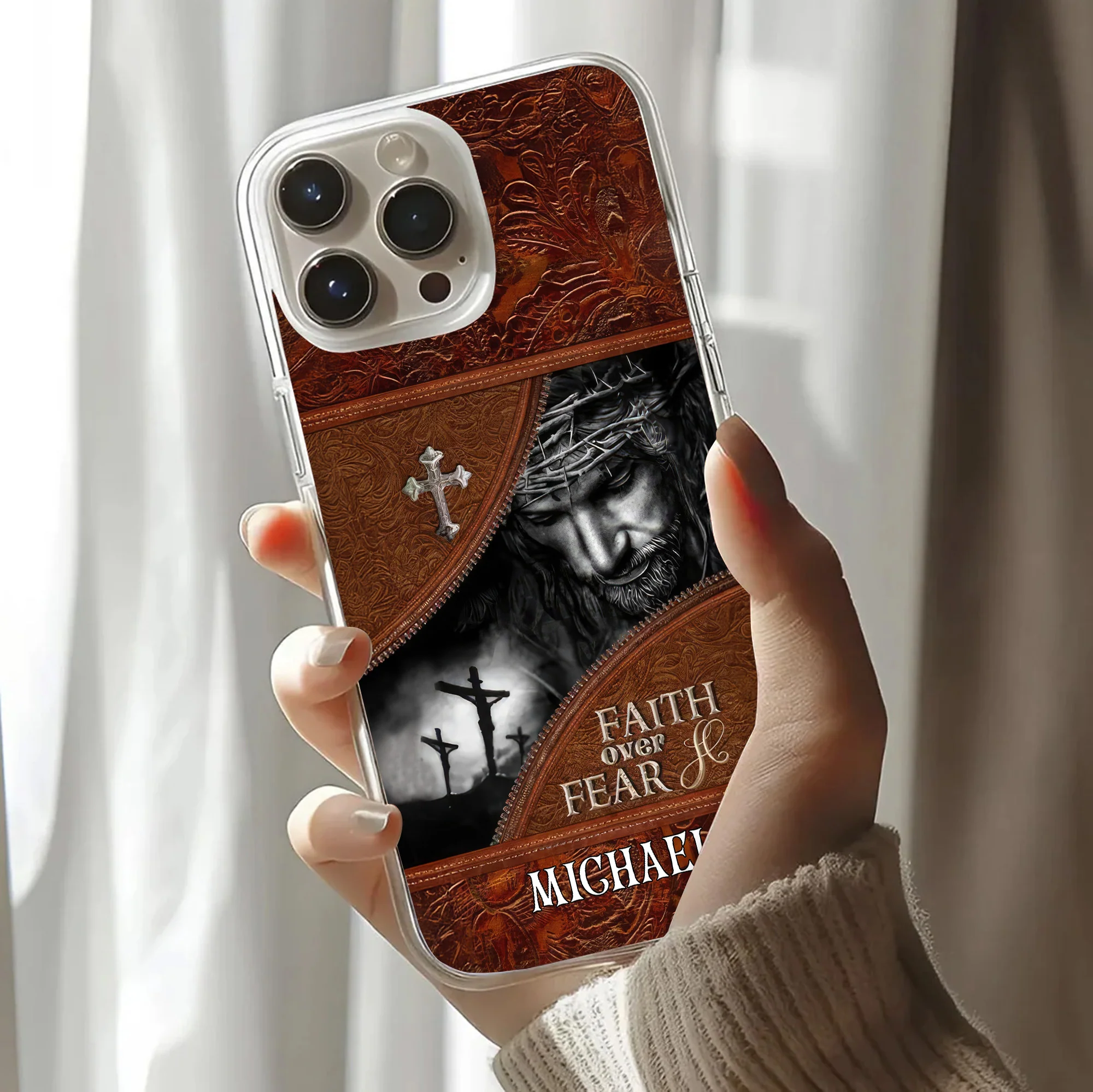 Faith Over Fear - Personalized Phone Case TD118 - Image 3