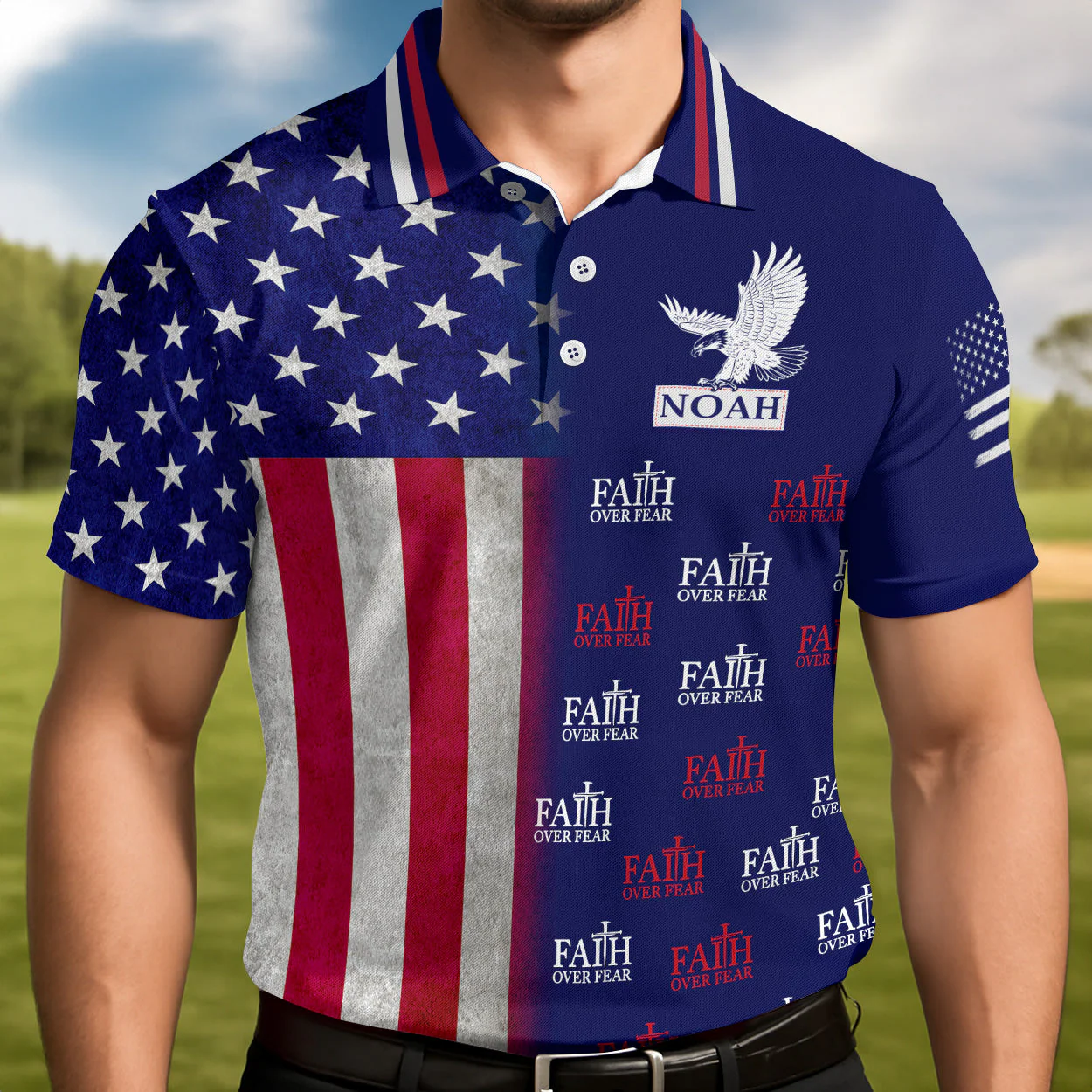 Faith Over Fear - Personalized Polo Shirt - Gift for Him