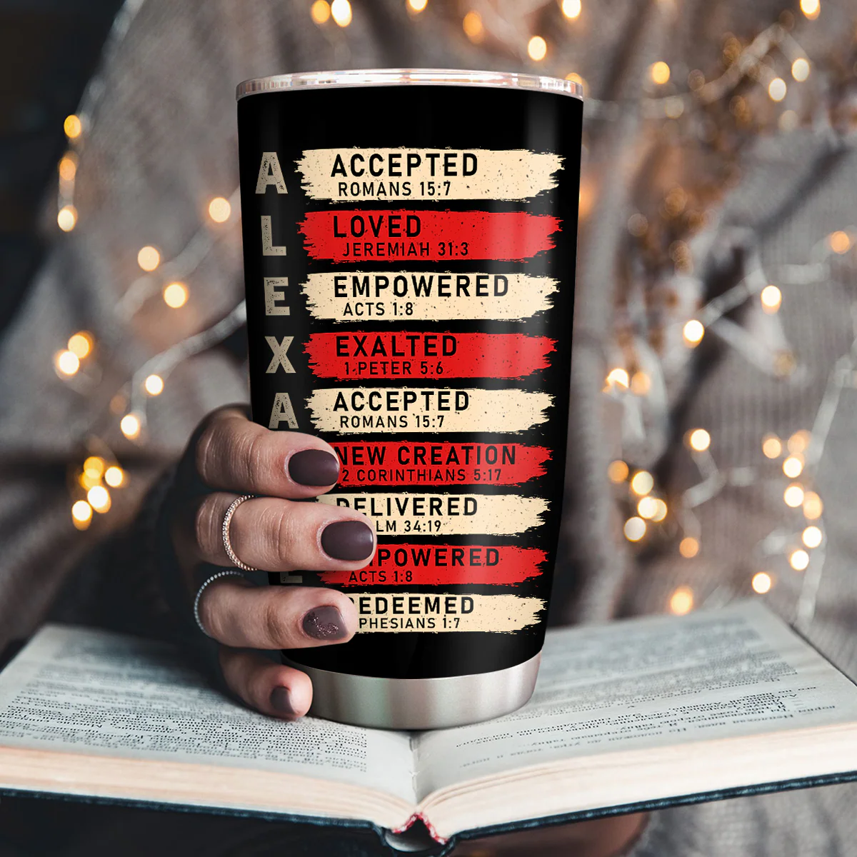 Faith Over Fear - Personalized Stainless Steel Tumbler - Image 3