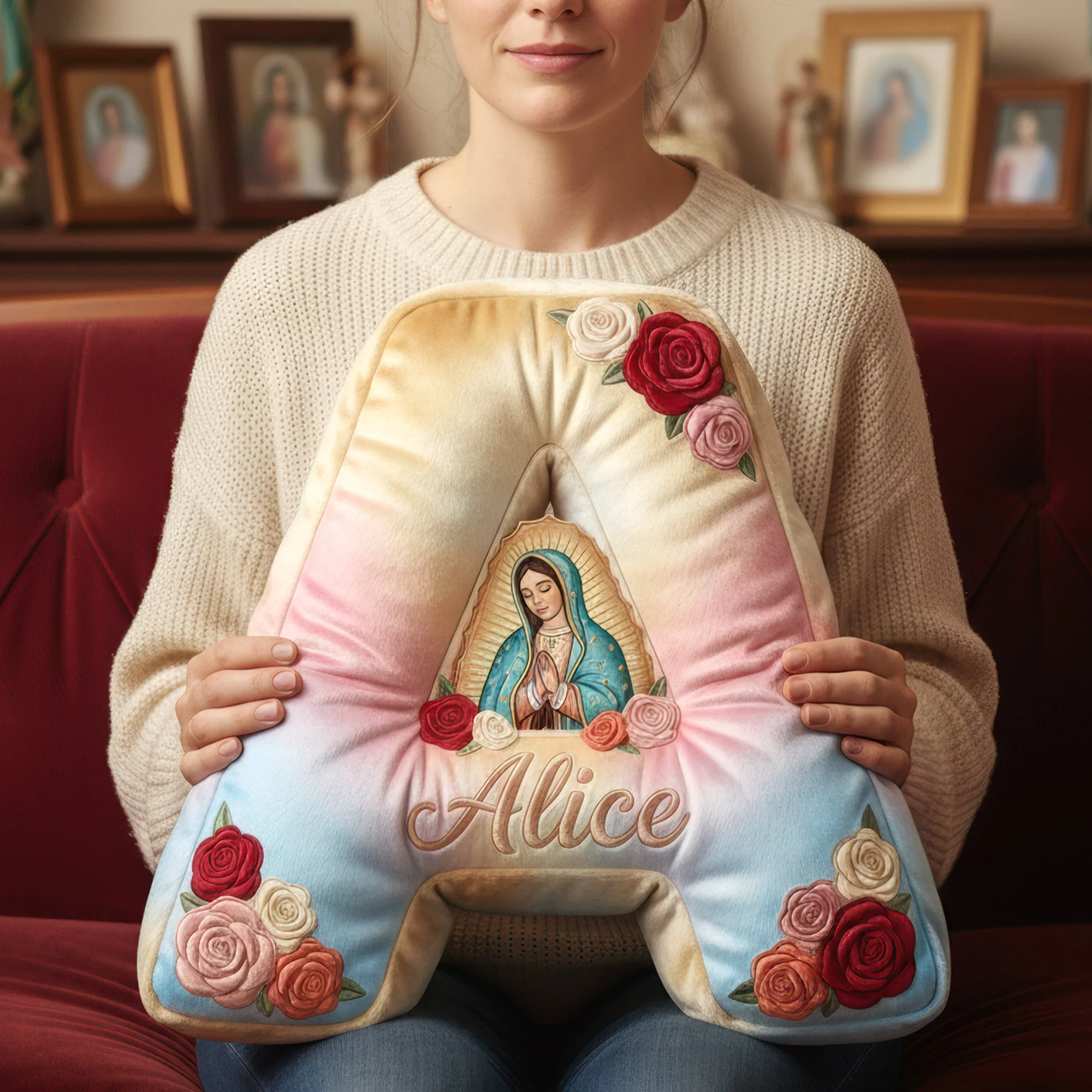 Faith Rose Alphabet - Personalized Custom Shaped Pillow - Gift For Christians NL122 - Image 2