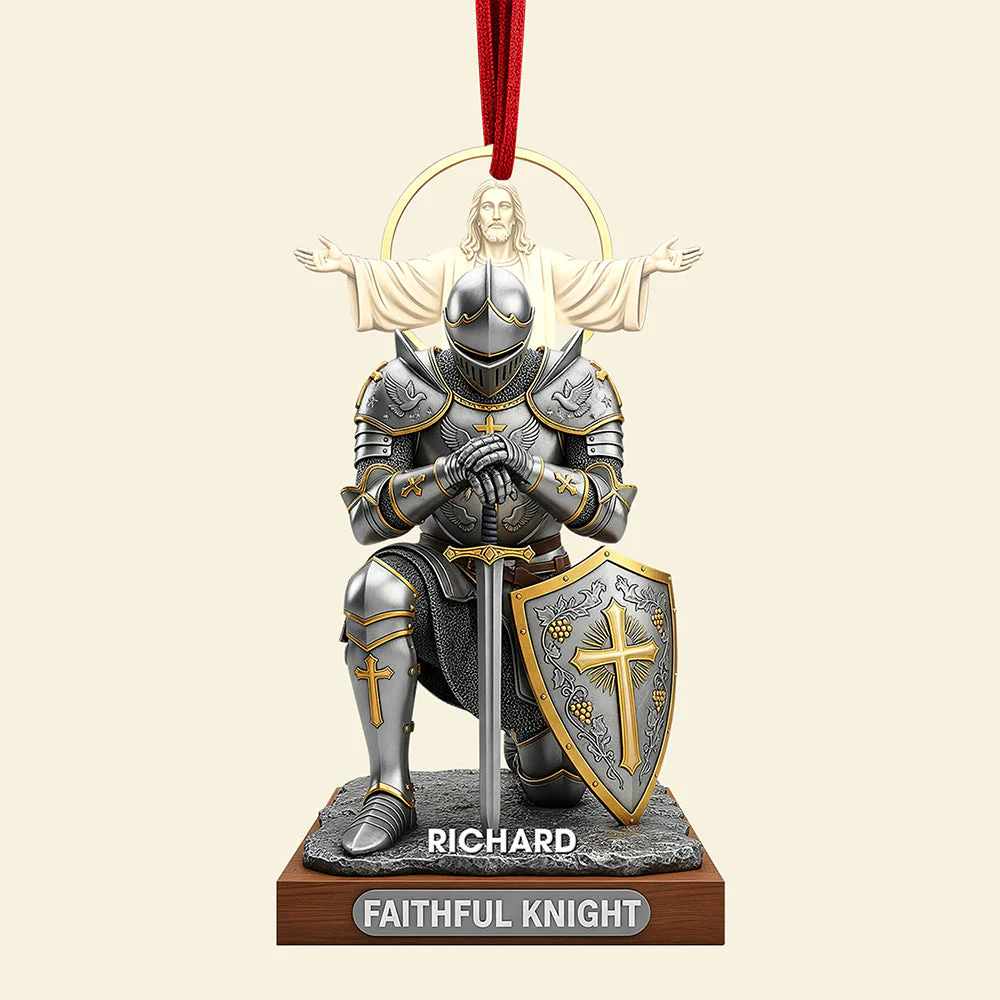 Faithful Knight Christmas – Personalized Acrylic Ornament - Gifts for Christian TD118 - Image 4