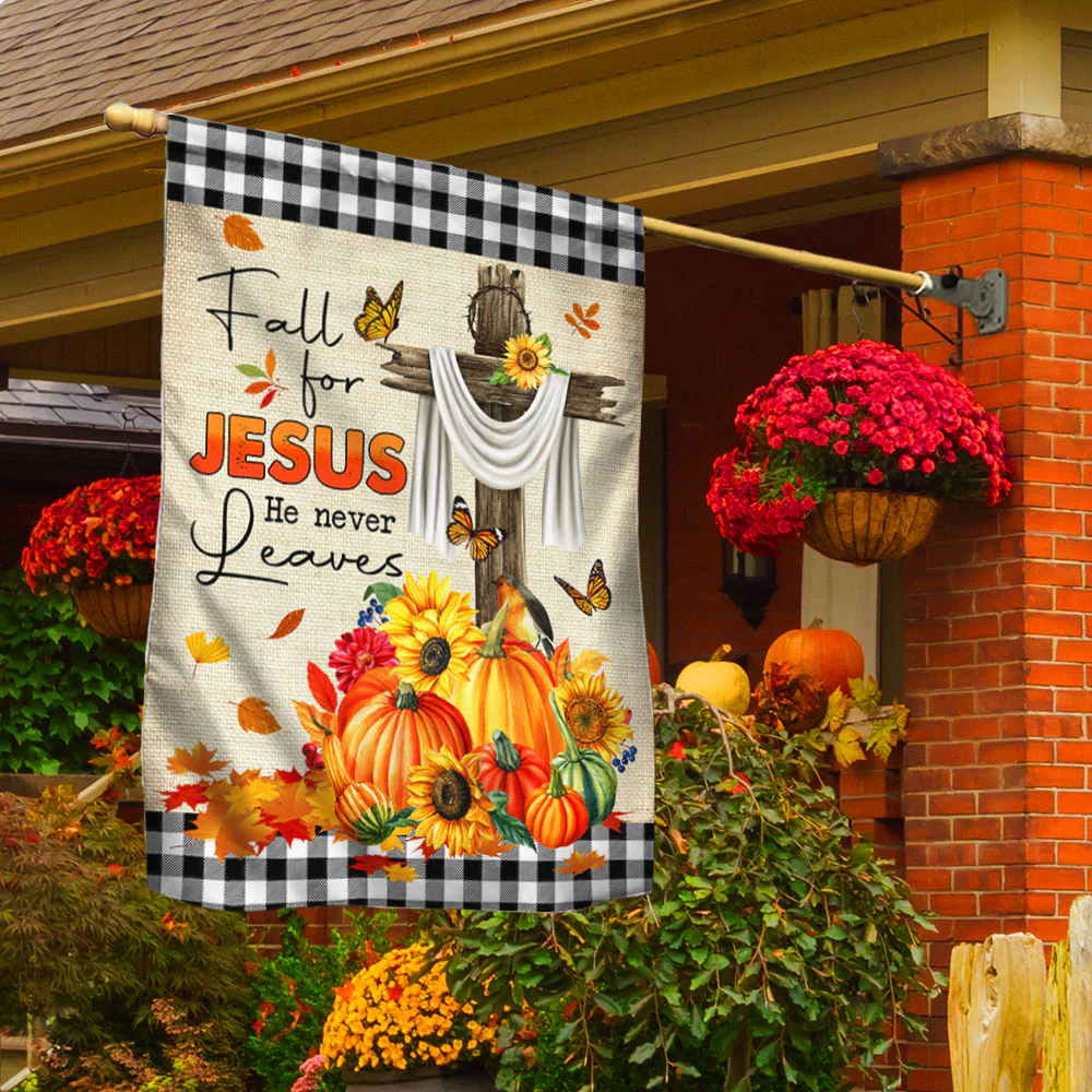 Fall For Jesus He Never Leaves Flag - Gift For Family, Thanksgiving, Fall Season | HH01 - Image 3