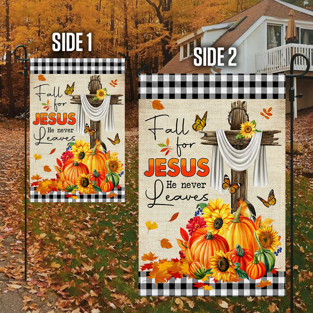 Fall For Jesus He Never Leaves Flag - Gift For Family, Thanksgiving, Fall Season | HH01 - Image 4
