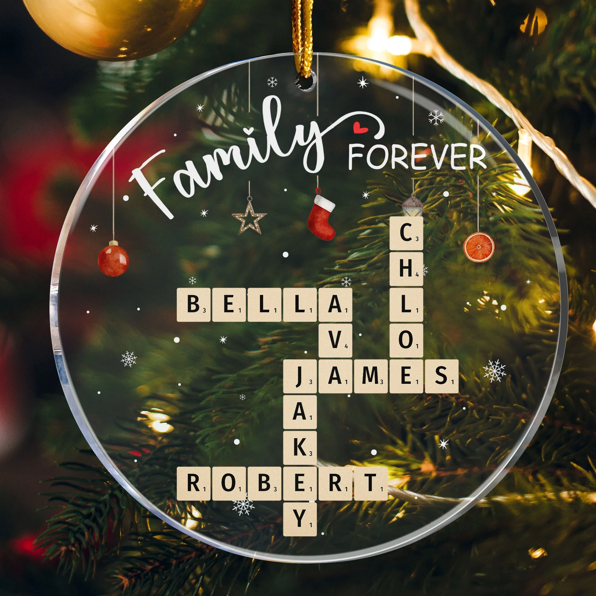 Family Forever Scrabble Custom Name - Personalized Acrylic Ornament - Christmas Gifts For Family NL122 - Image 5