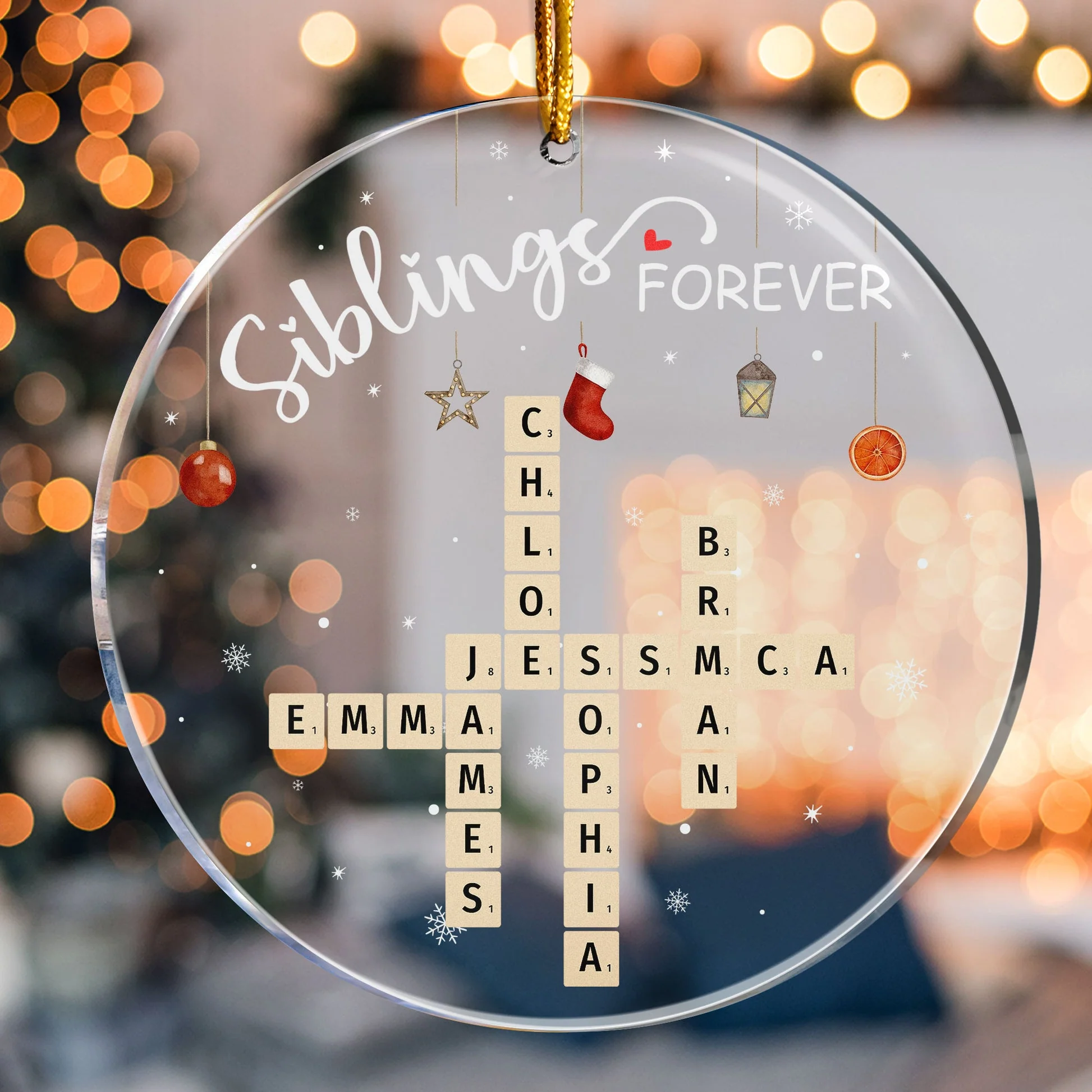 Family Forever Scrabble Custom Name - Personalized Acrylic Ornament - Christmas Gifts For Family NL122 - Image 6