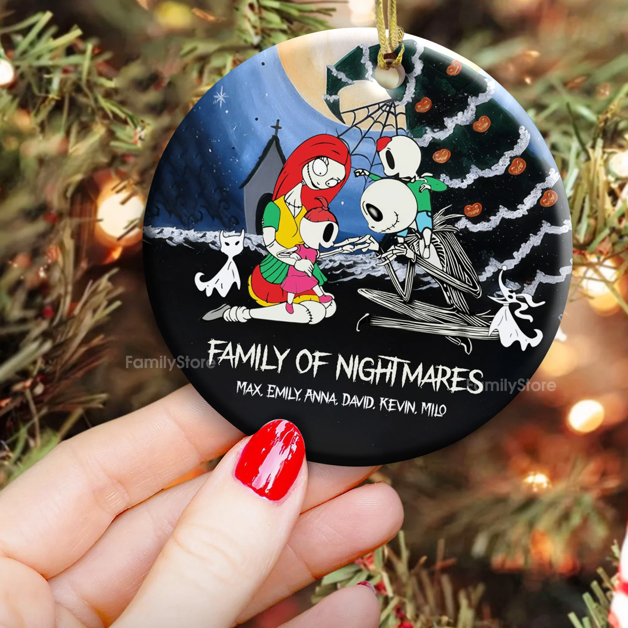 Family Of Nightmare - Gift For Family - Personalized Ceramic Ornament - CL14 NA94 - Image 4