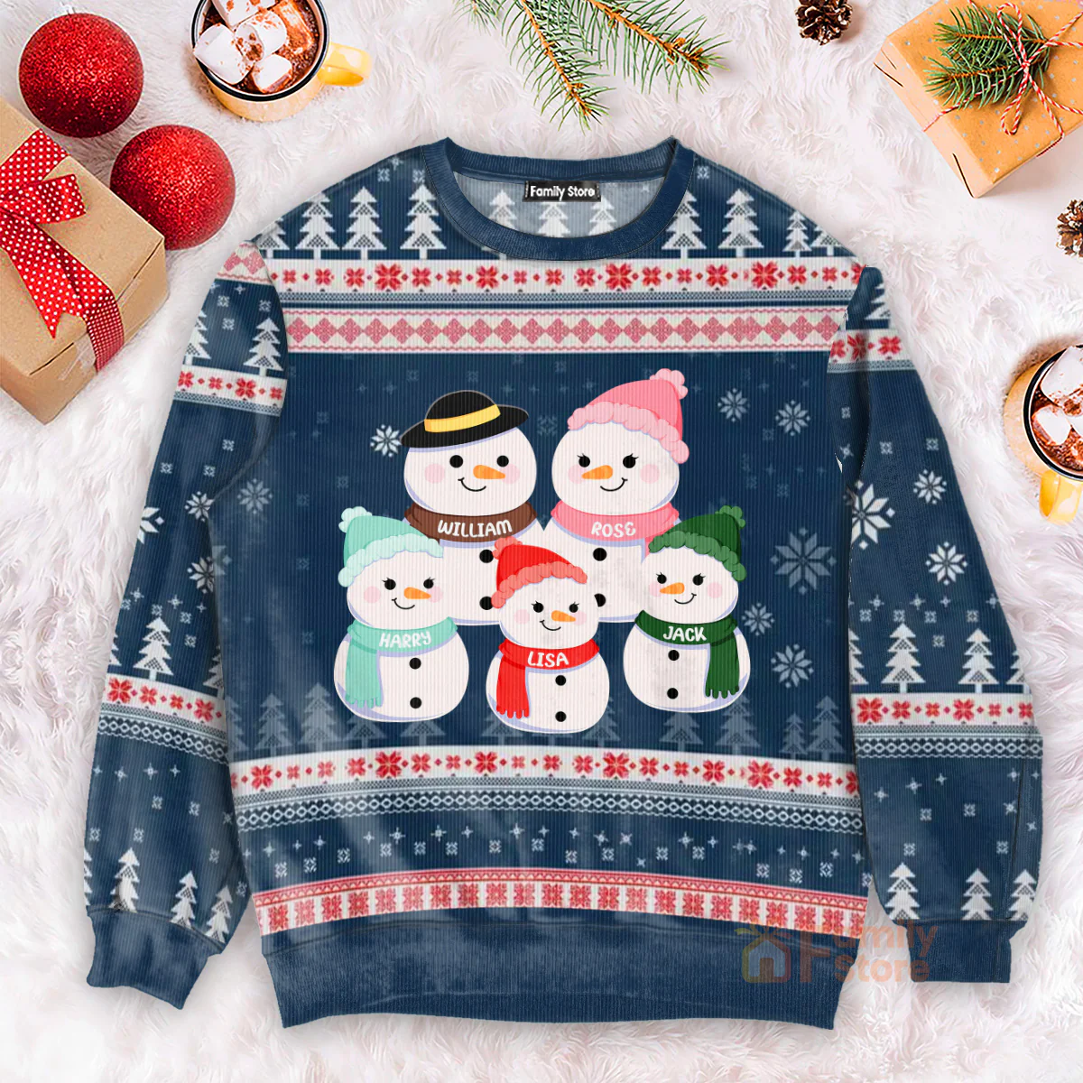 Family Will Always Be Connected By Heart - Personalized Ugly Sweatshirt - Christmas Gift for Grandma, Grandpa, Family Member CL34 - Image 2