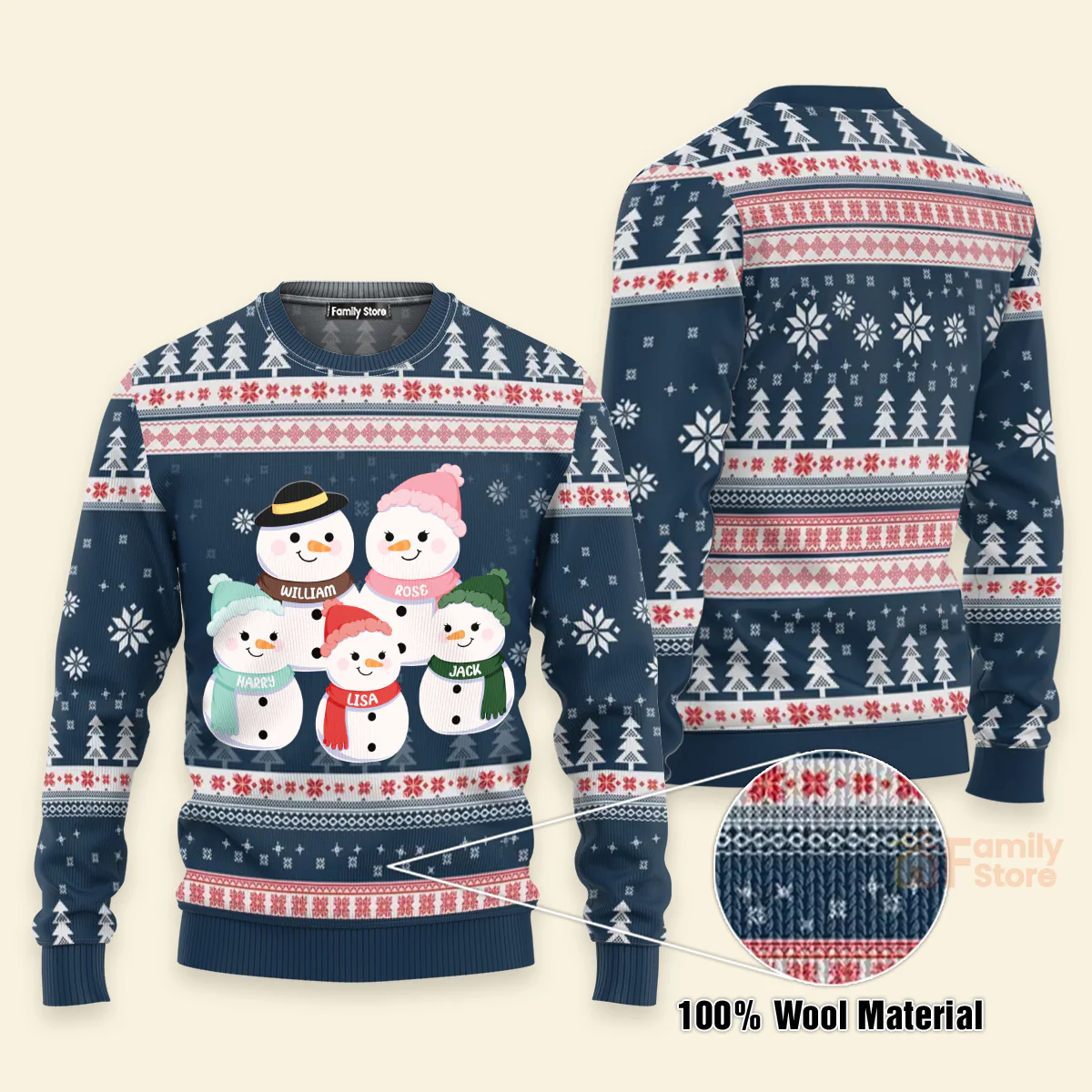 Family Will Always Be Connected By Heart - Personalized Ugly Sweatshirt - Christmas Gift for Grandma, Grandpa, Family Member CL34 - Image 3