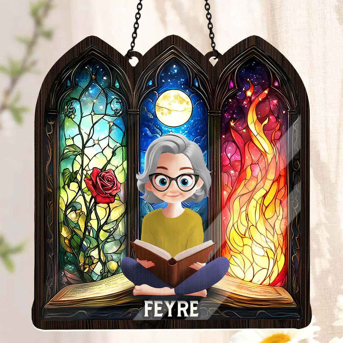 Fantasy Book Lovers - Personalized Window Hanging Suncatcher | CLB2 - Image 3