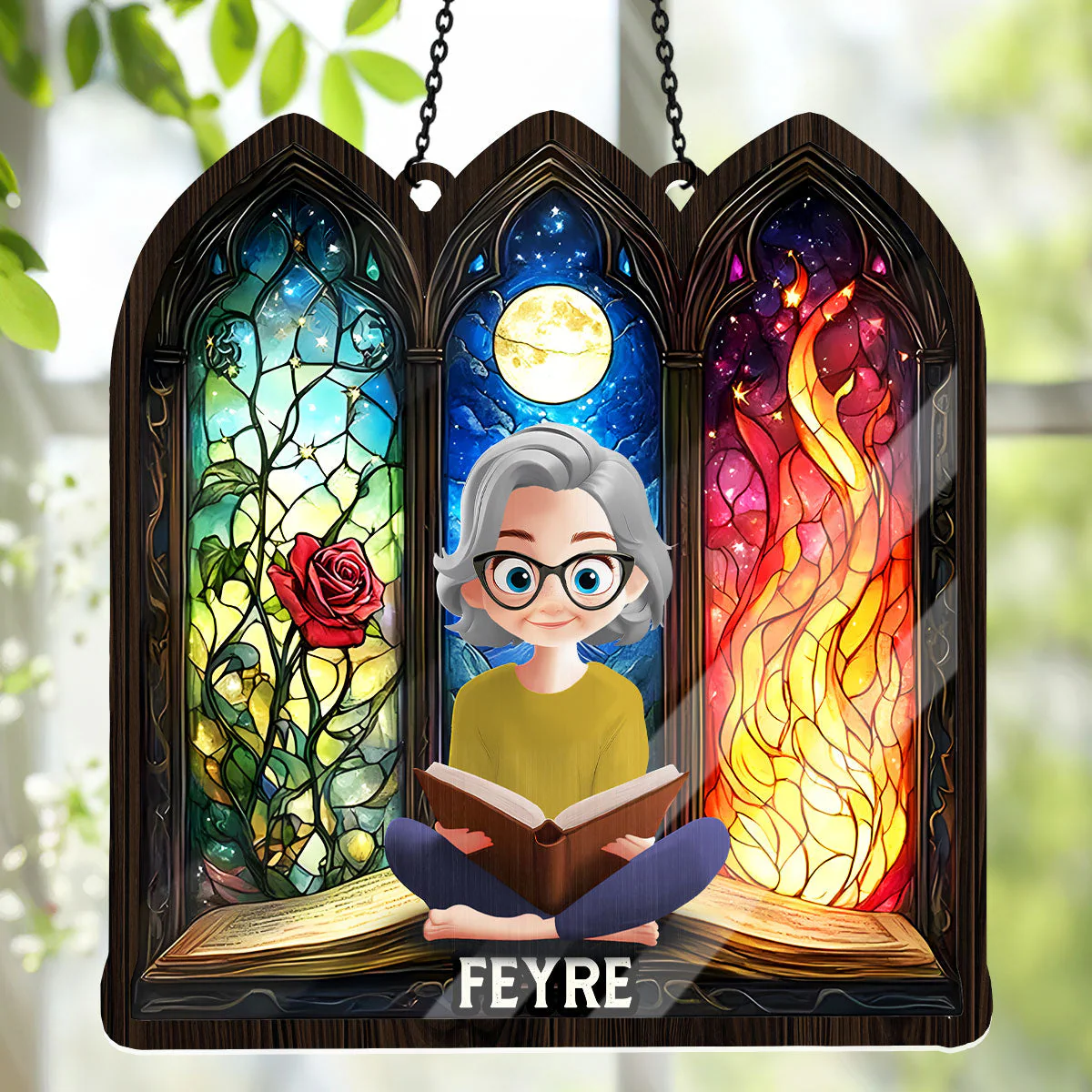 Fantasy Book Lovers - Personalized Window Hanging Suncatcher | CLB2 - Image 4