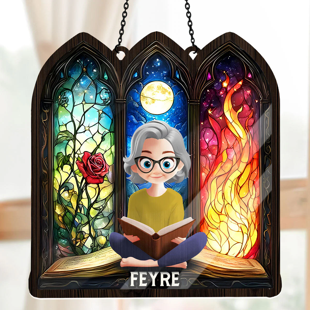 Fantasy Book Lovers - Personalized Window Hanging Suncatcher | CLB2 - Image 5