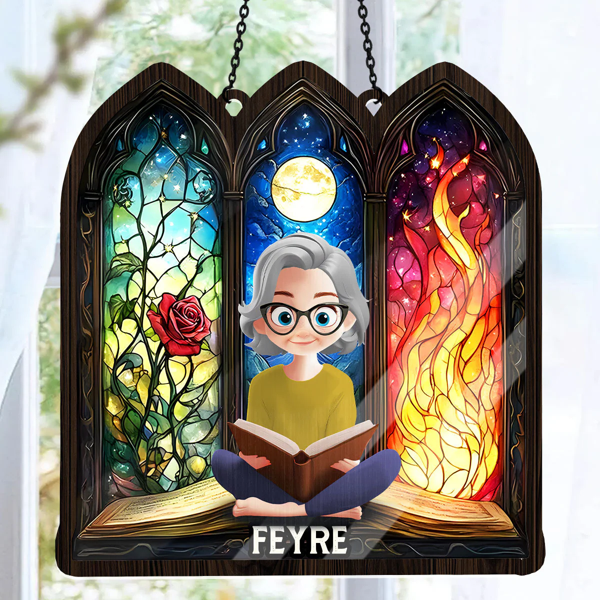 Fantasy Book Lovers - Personalized Window Hanging Suncatcher | CLB2 - Image 6