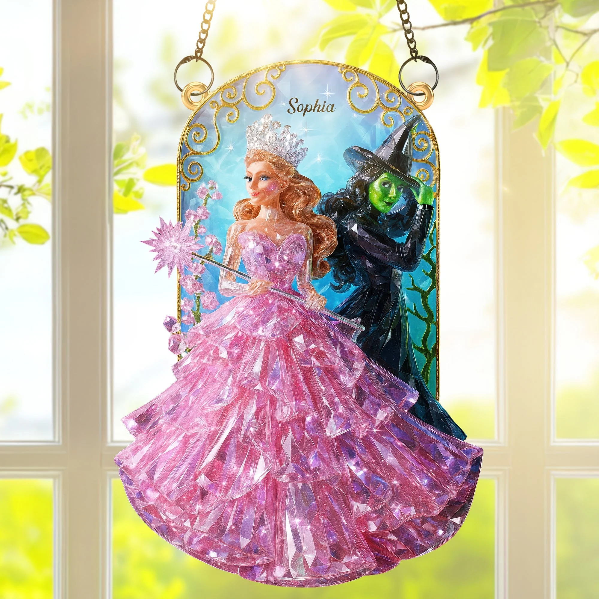 Fantasy Princess And Wicked Witch - Personalized Window Hanging Suncatcher - Gift For Friends, Besties, Her NL122