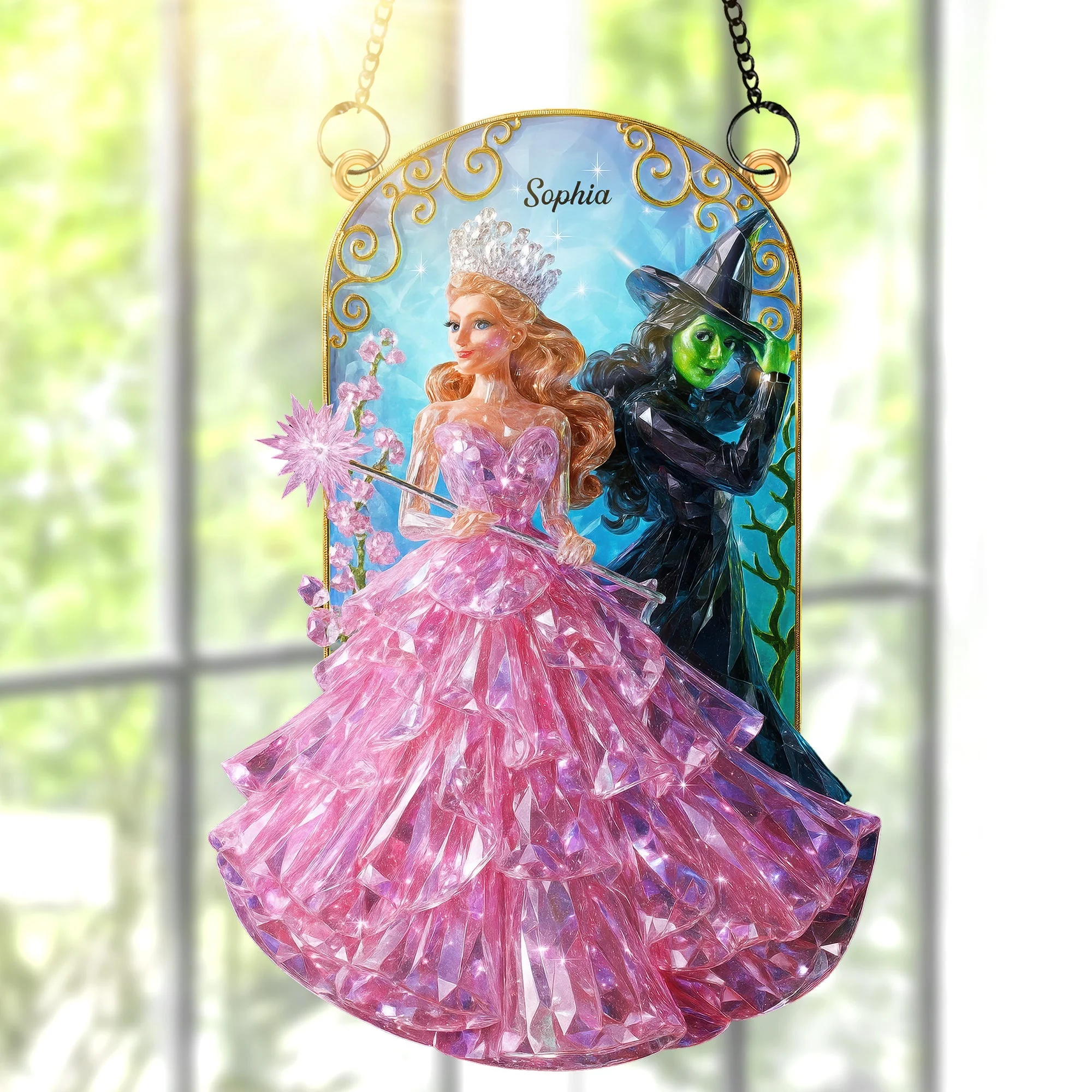 Fantasy Princess And Wicked Witch - Personalized Window Hanging Suncatcher - Gift For Friends, Besties, Her NL122 - Image 3