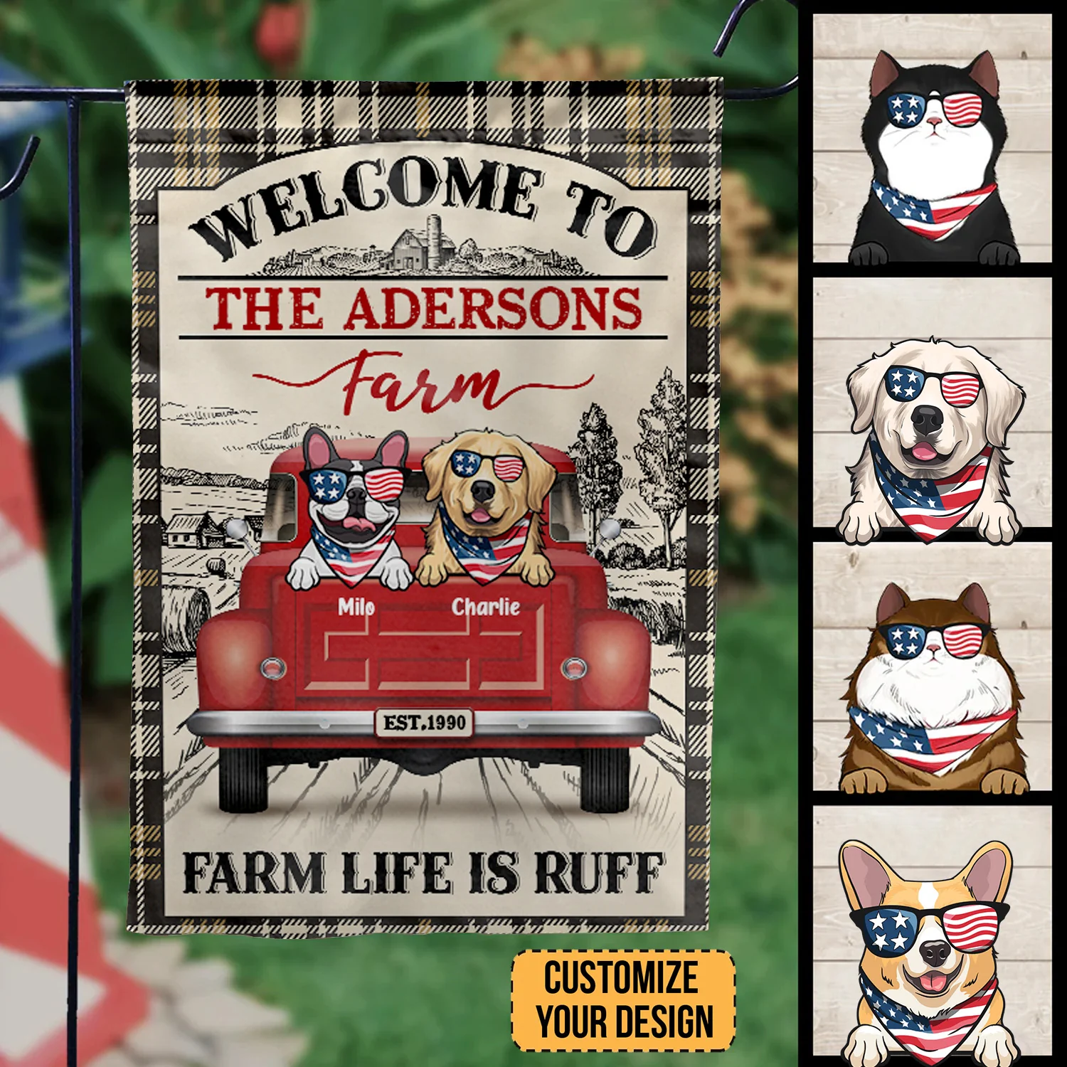 Farm Life Is Ruff By The Way Happy Independence Day - Gift For Farmers - Personalized Flag - CL12 NA94 - Image 2