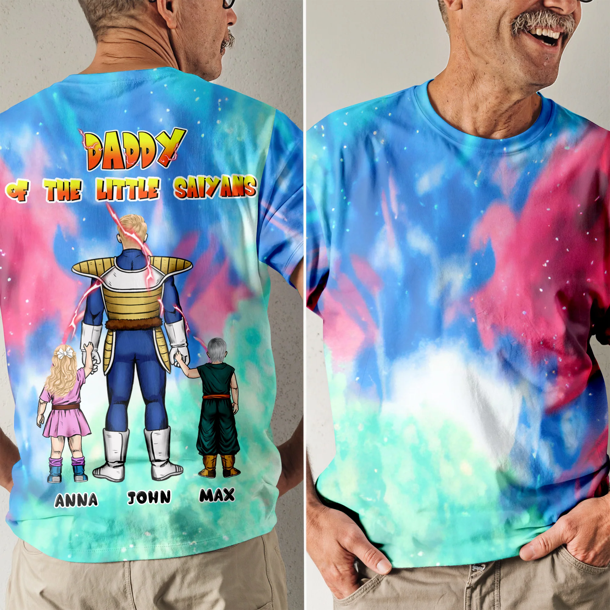 Father Of Us, Little Saiyans - Personalized 3D Tshirt - Gift For Dad, Grandpa, Father's Day | CL03 NA94 - Image 2