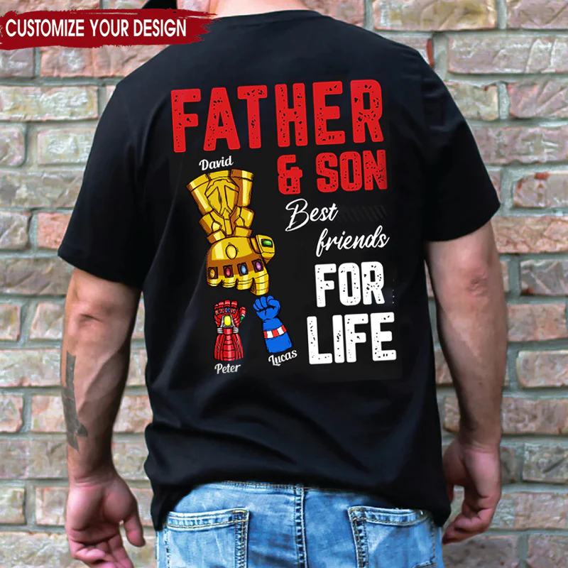 Father Son Best Friends For Life - Gift For Dad, Grandfather - Personalized Shirt - Image 2