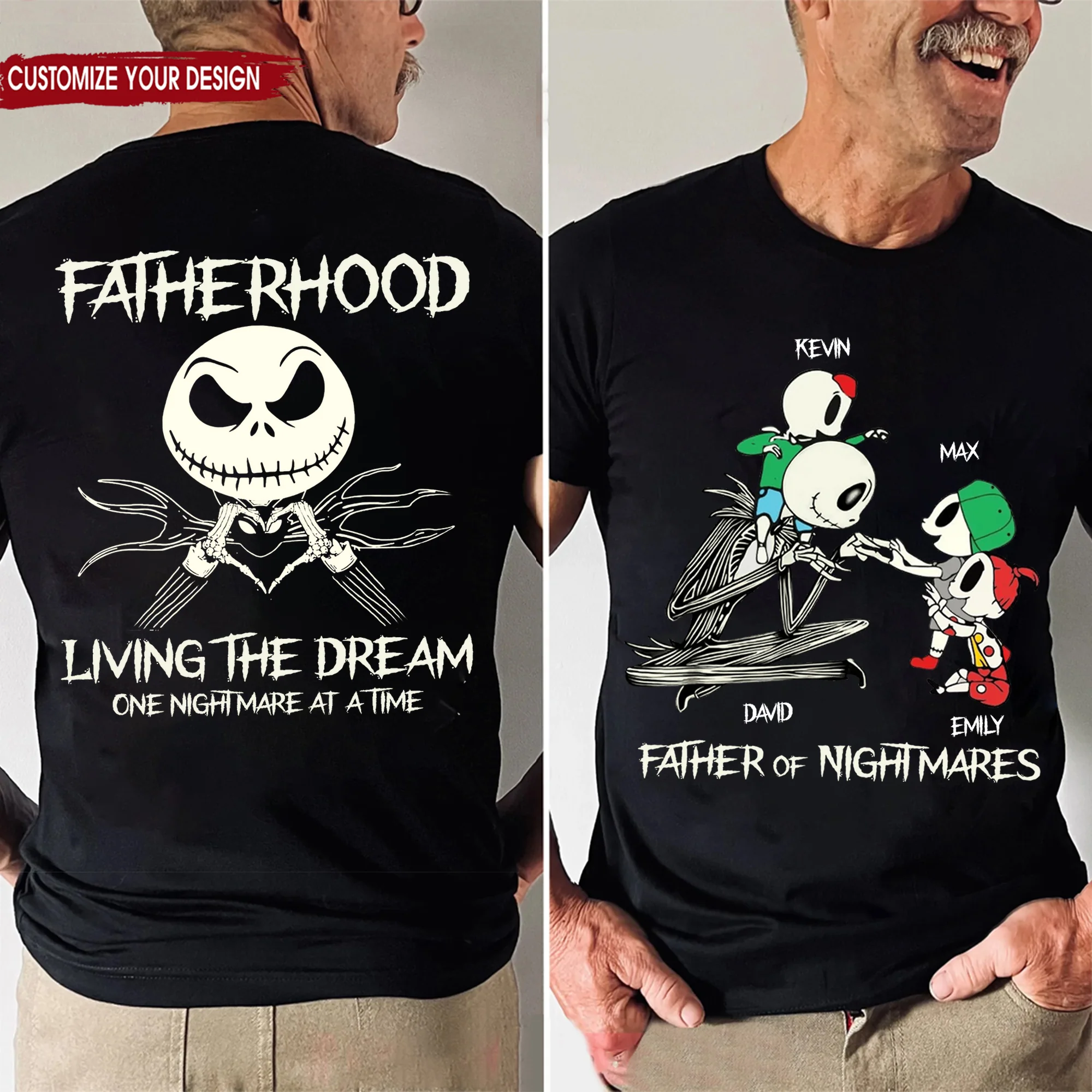 Fatherhood Living In The Dream One Nightmare At A Time - Gift For Dad - Personalized Shirt 2 Side - CL14 NA94 - Image 2