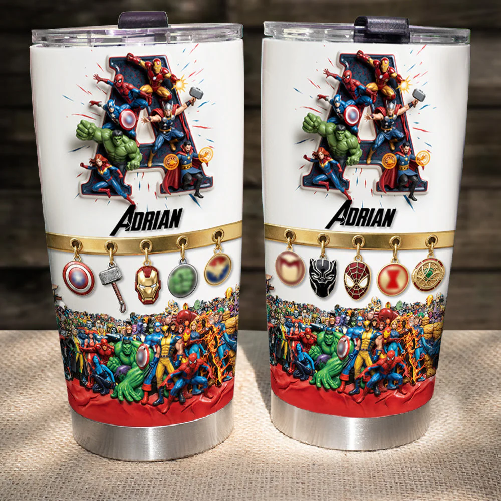 Fearless Guardians Alphabet Initial Letters - Personalized Tumbler - Gift For Movie Fans NL122 - Image 3