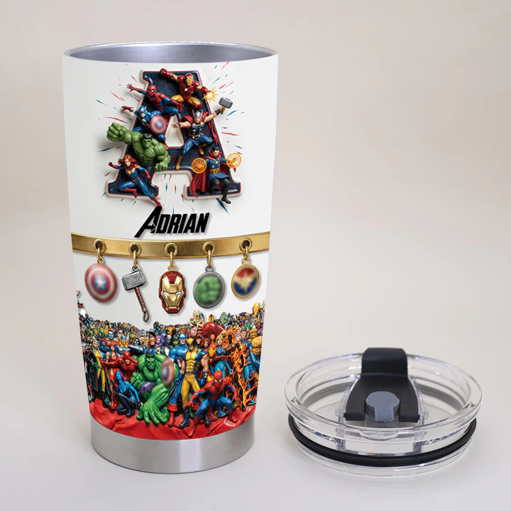 Fearless Guardians Alphabet Initial Letters - Personalized Tumbler - Gift For Movie Fans NL122 - Image 4