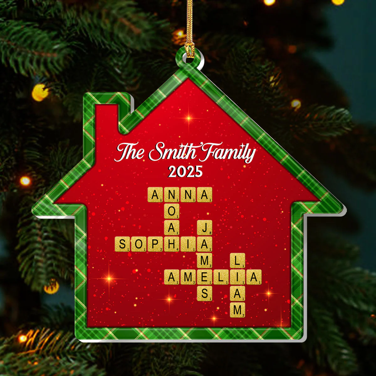 Festive Family Crossword - Personalized 1-Layer Acrylic Ornament TD118 - Image 3