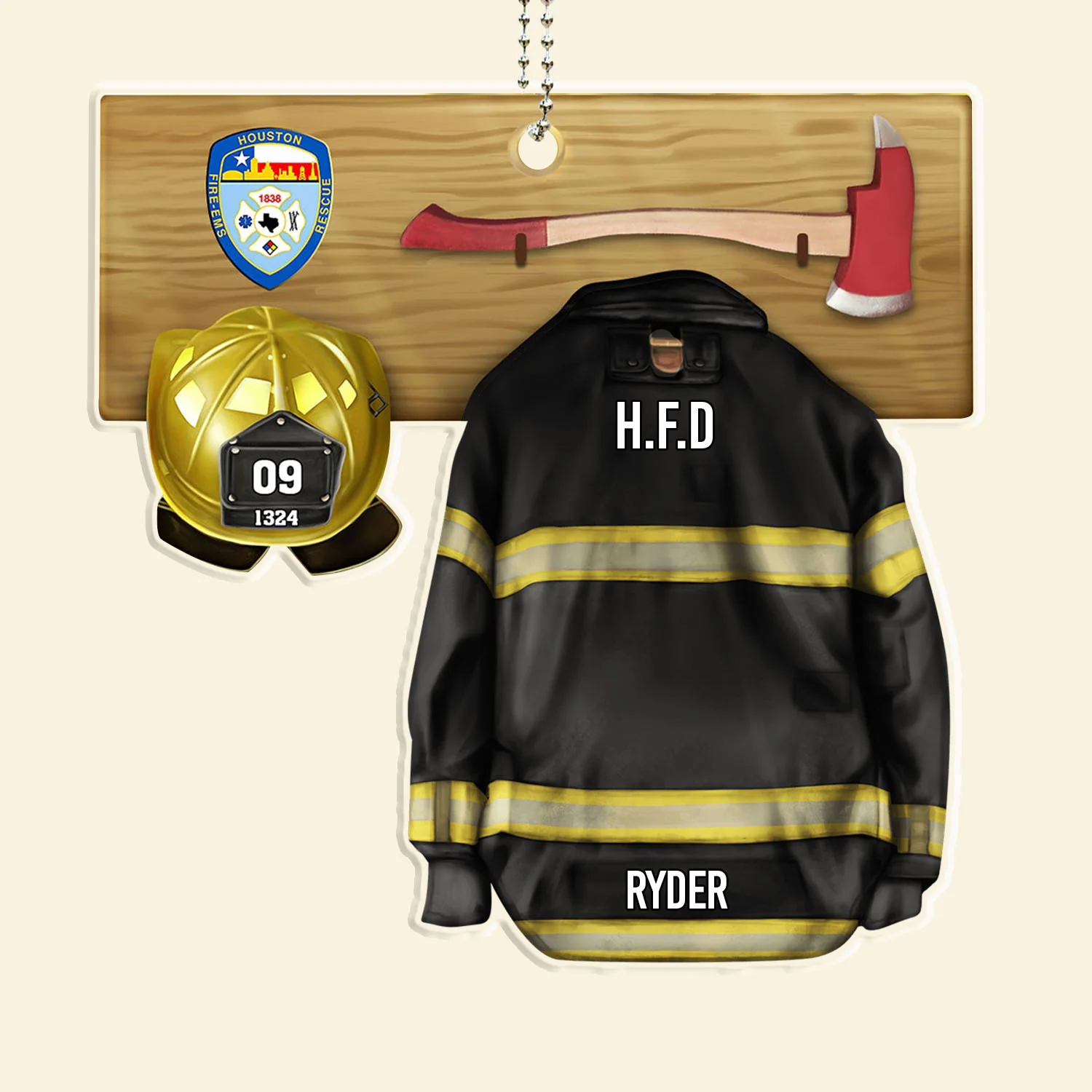 Firefighter Armor And Helmet - Gift For Firefighter - Personalized Car Hanging Ornament NA94 - Image 3