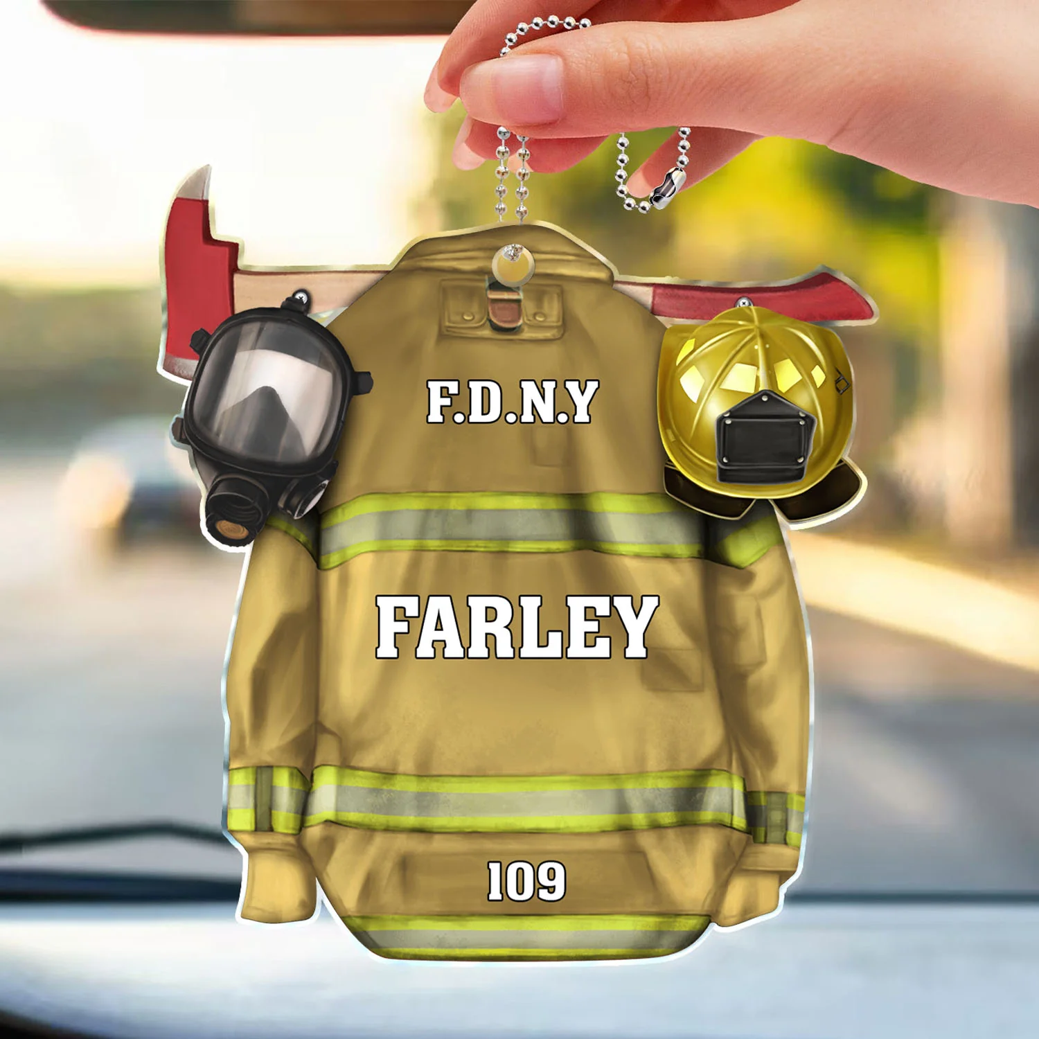 Firefighter Armor With Oxygen Mask - Gift For Firefighter - Personalized Car Hanging Ornament - NA94 - Image 2