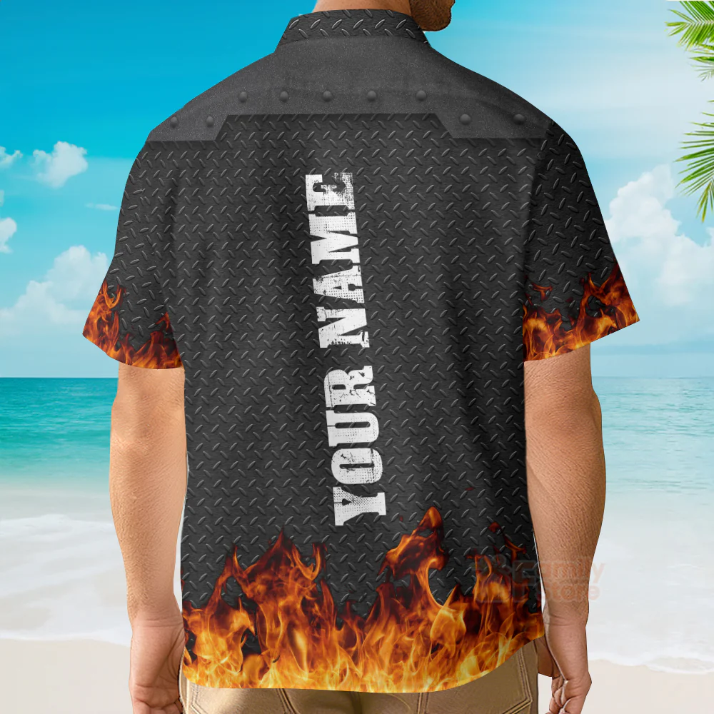 Firefighter First In Last Out - Personalized Hawaiian Shirt - Image 3